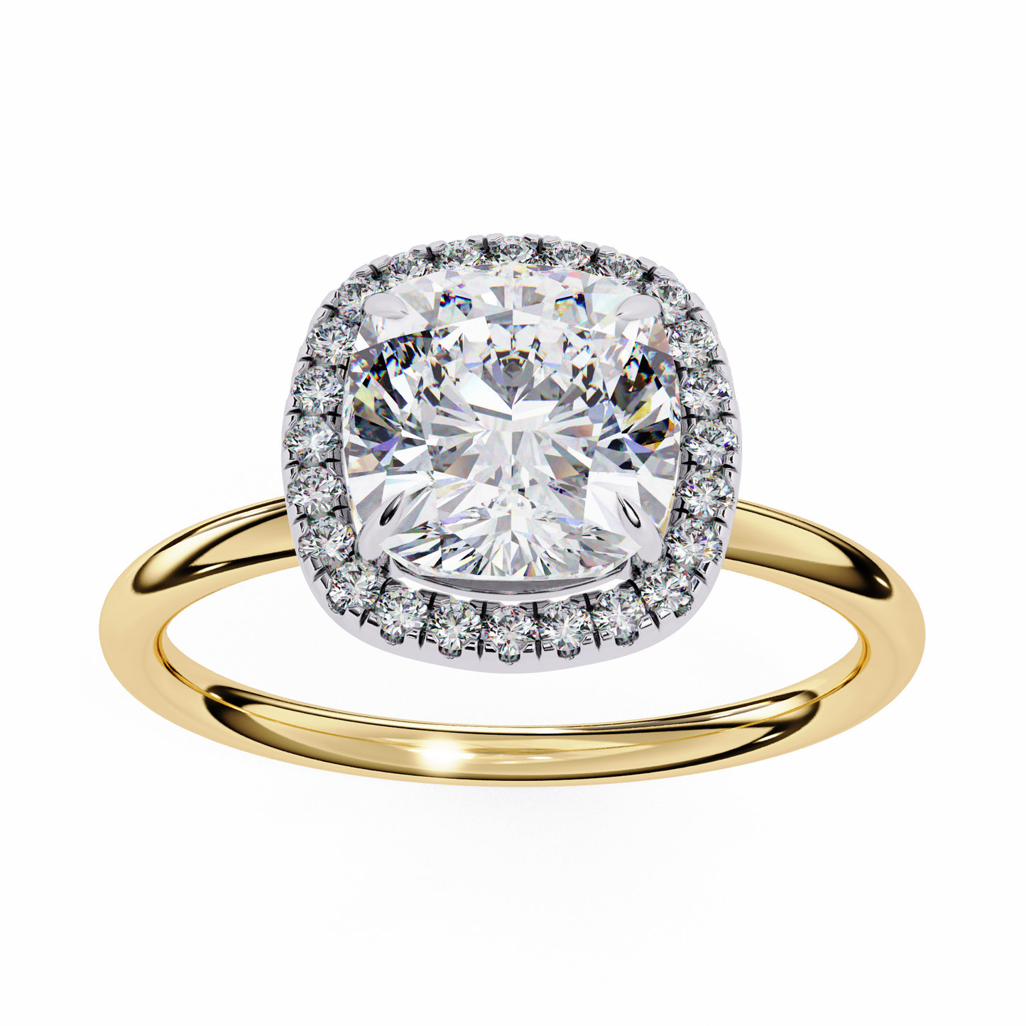 1.78 Carat Cushion Cut Lab Grown Diamond Halo Ring – Lustraa’s Classic Cushion Halo Engagement Ring
