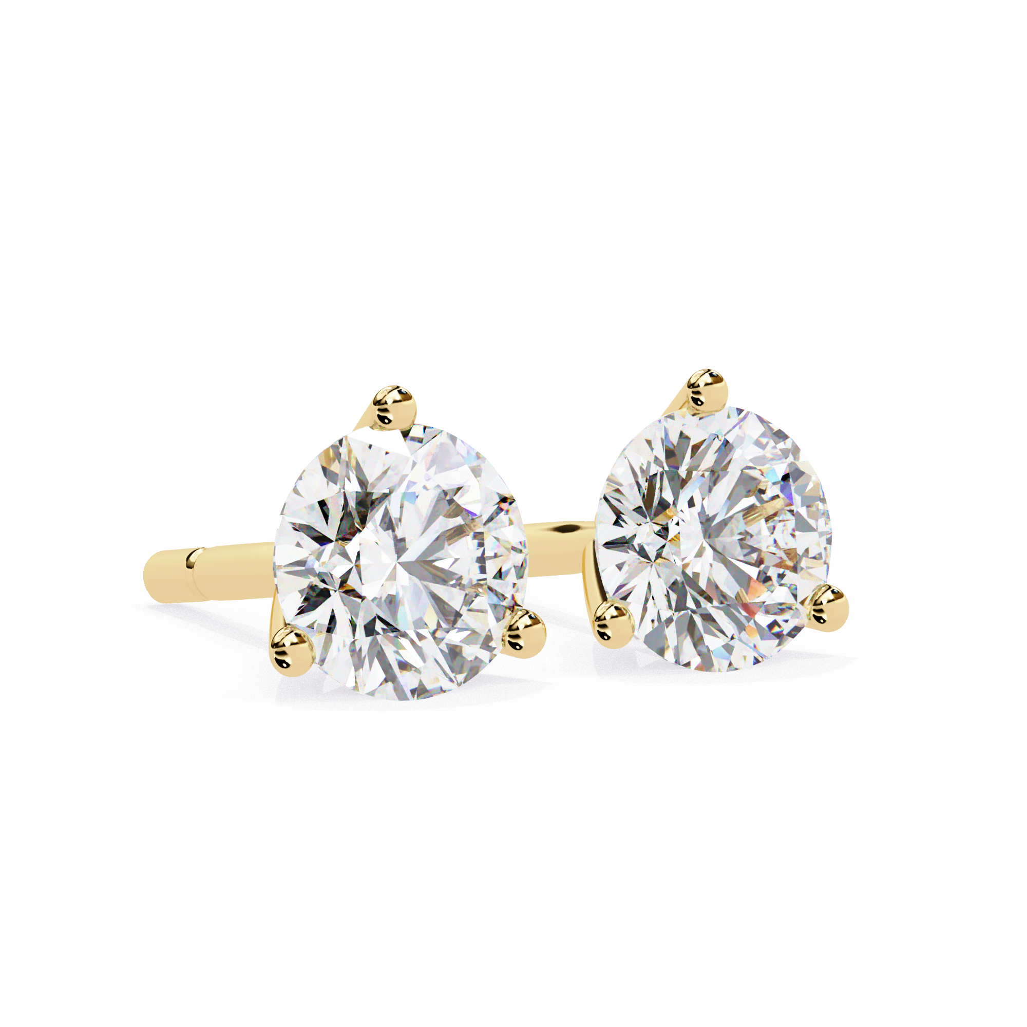 Round Diamond Stud Earrings – Lab Grown Brilliant Cut 3-Prong Setting, 2.57 Carat Diamond Studs– Lustraa’s Studded Earrings