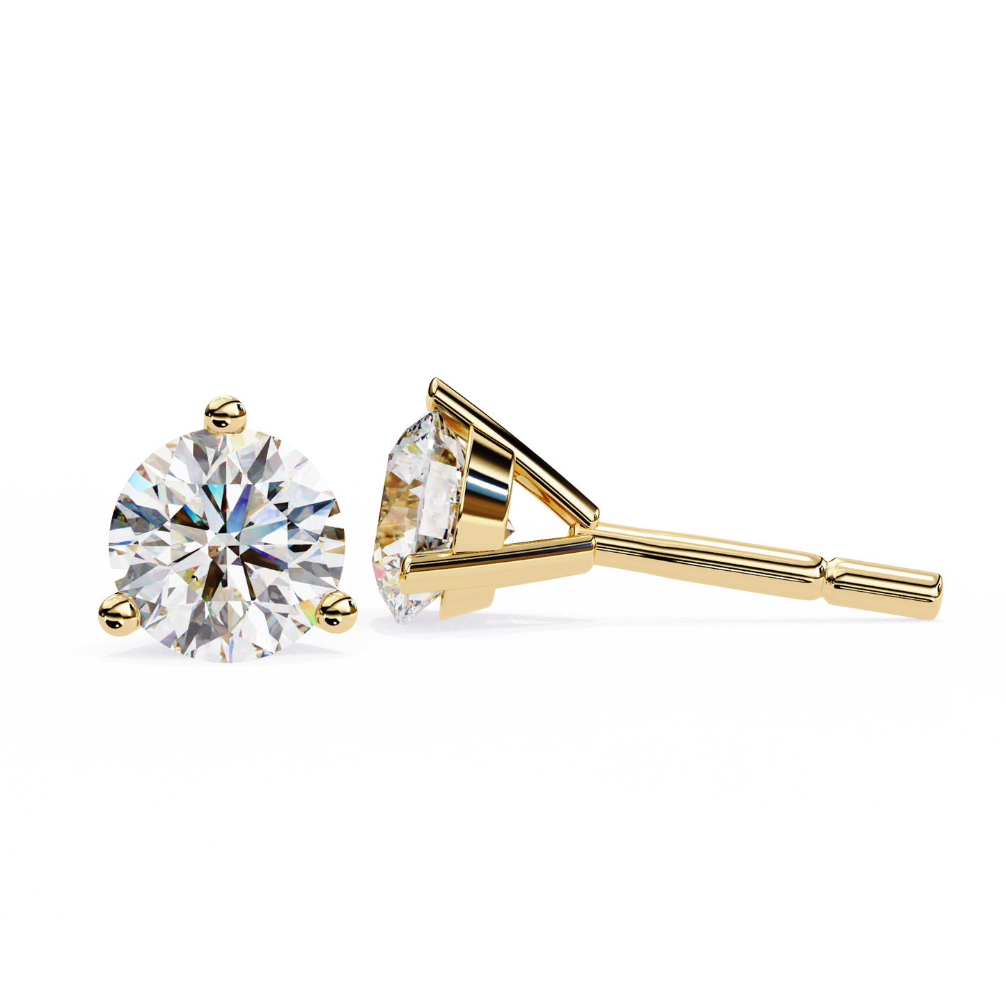 2.57 Carat Lab Grown Diamond Stud Earrings – Round Brilliant Cut – 3-Prong Setting –Lustraa’s Diamond Earrings