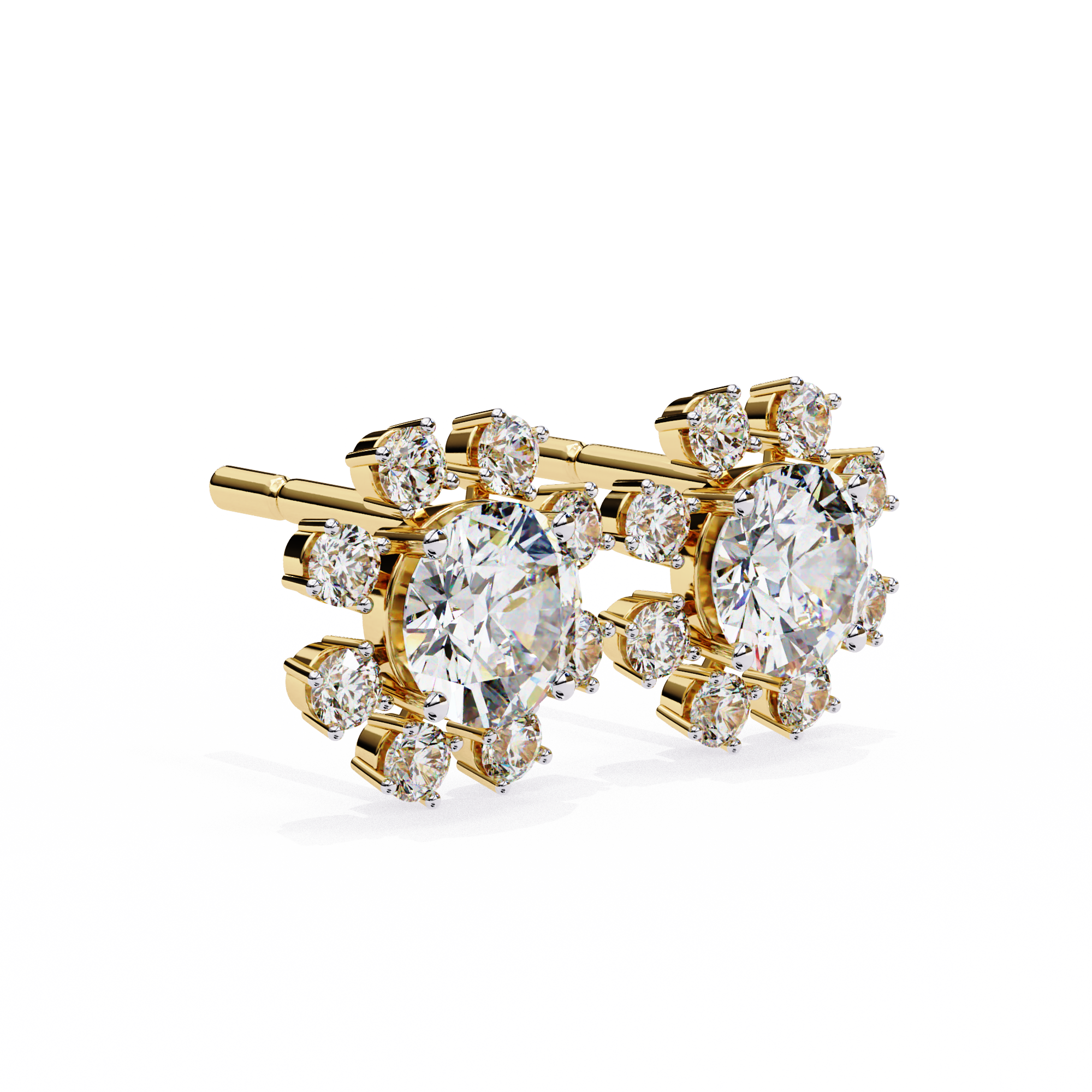 Radiant Bloom Lab Grown Diamond Earrings – Luxury Floral Cluster Studs – Sustainable Diamond Jewelry – Lustraa’s Floral Earrings
