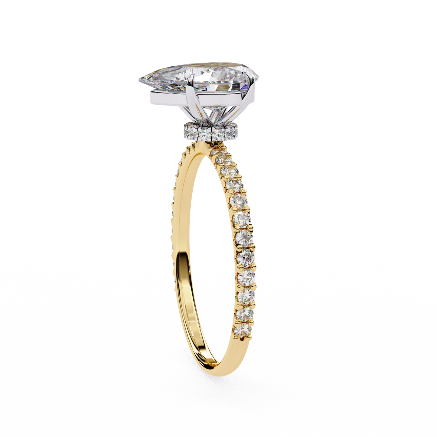 1.77 Carat Pear Cut Lab Grown Diamond Halo Ring – Hidden Halo Engagement Ring– Lustraa’s Pear Diamond