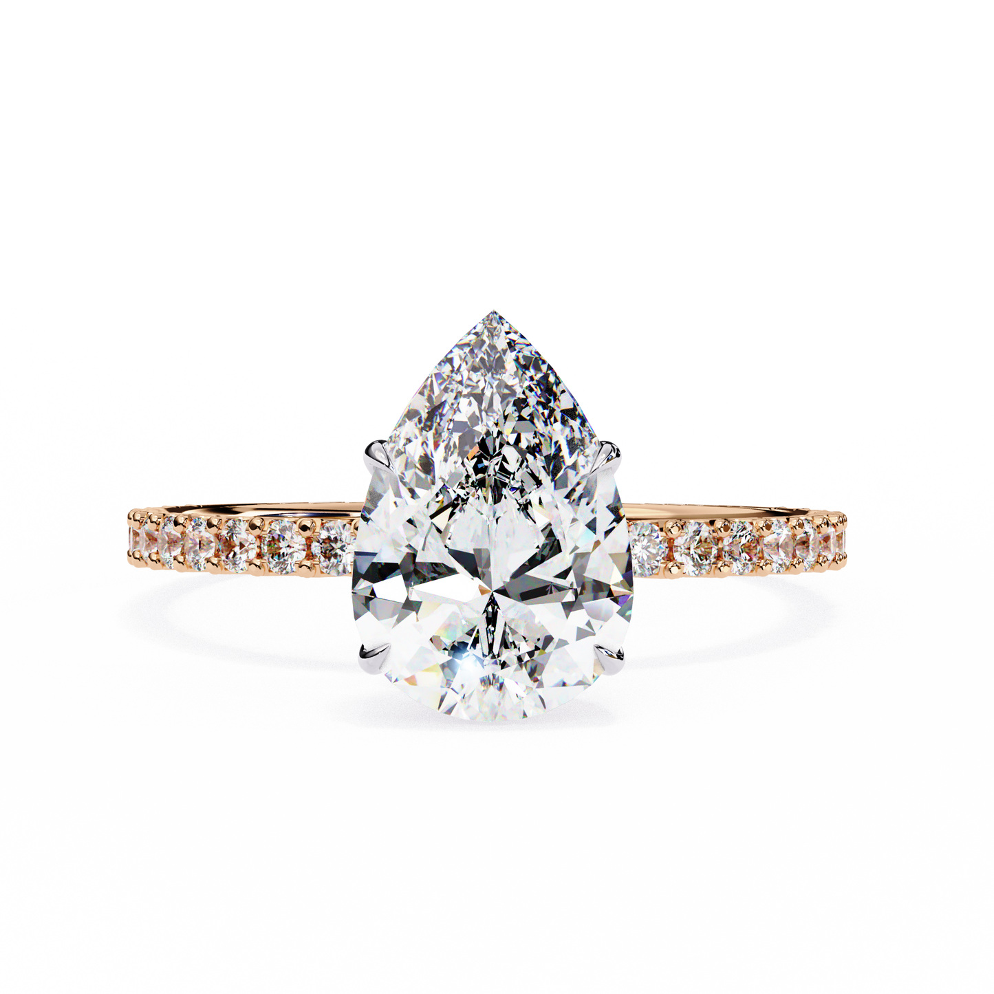 1.77 Carat Pear Cut Lab Grown Diamond Halo Ring – Hidden Halo Engagement Ring– Lustraa’s Pear Diamond