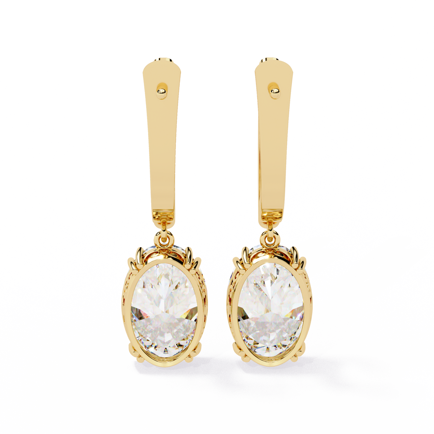 1.62 Carat Lab Grown Diamond Earrings – Oval Cut Drop Earrings – Diamond Studded Leverback Design- Lustraa’s Diamond Earrings