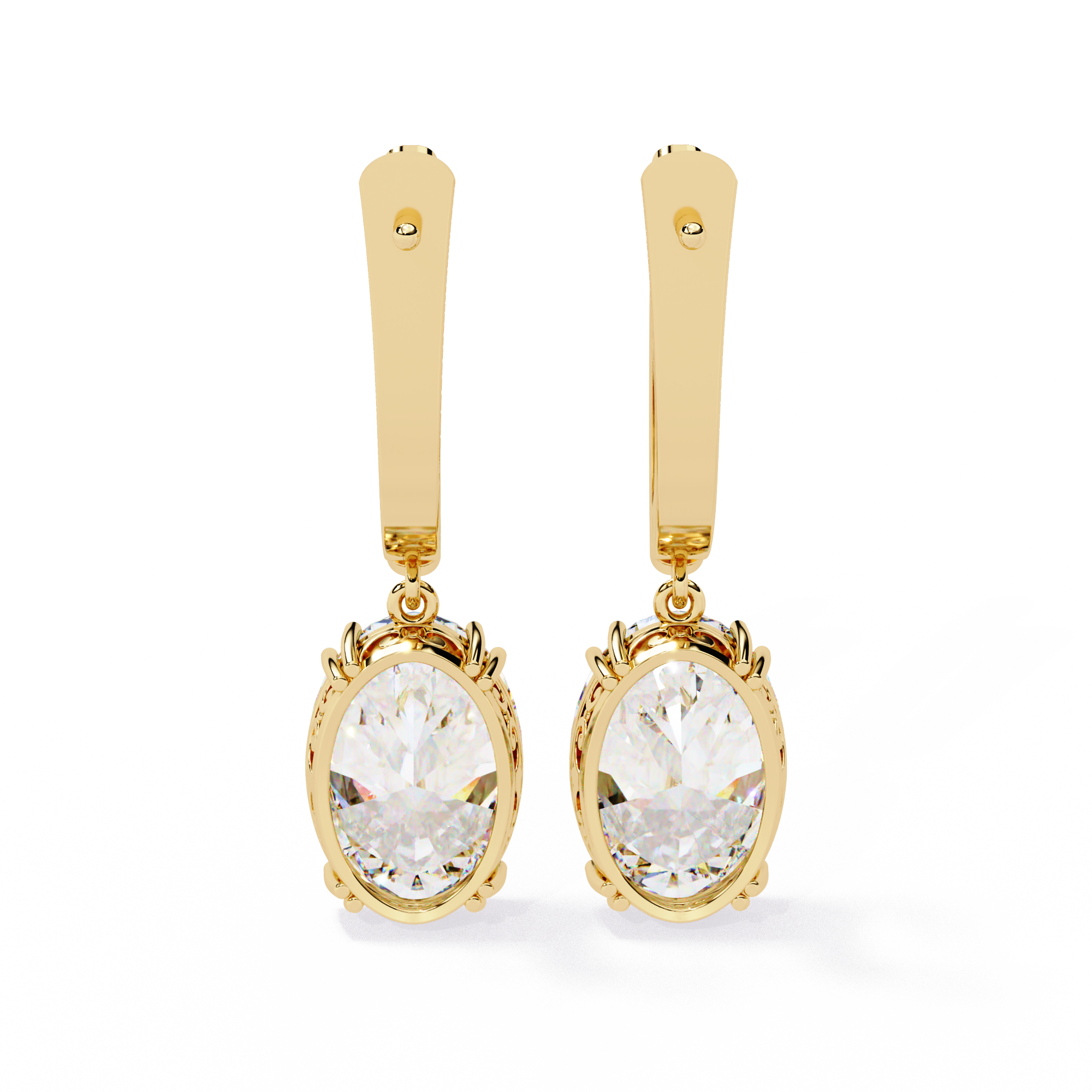 Oval Cut Diamond Drop Earrings – Lab Grown 1.62 Carat Studded Leverback Design –  Lustraa’s Diamond Earrings