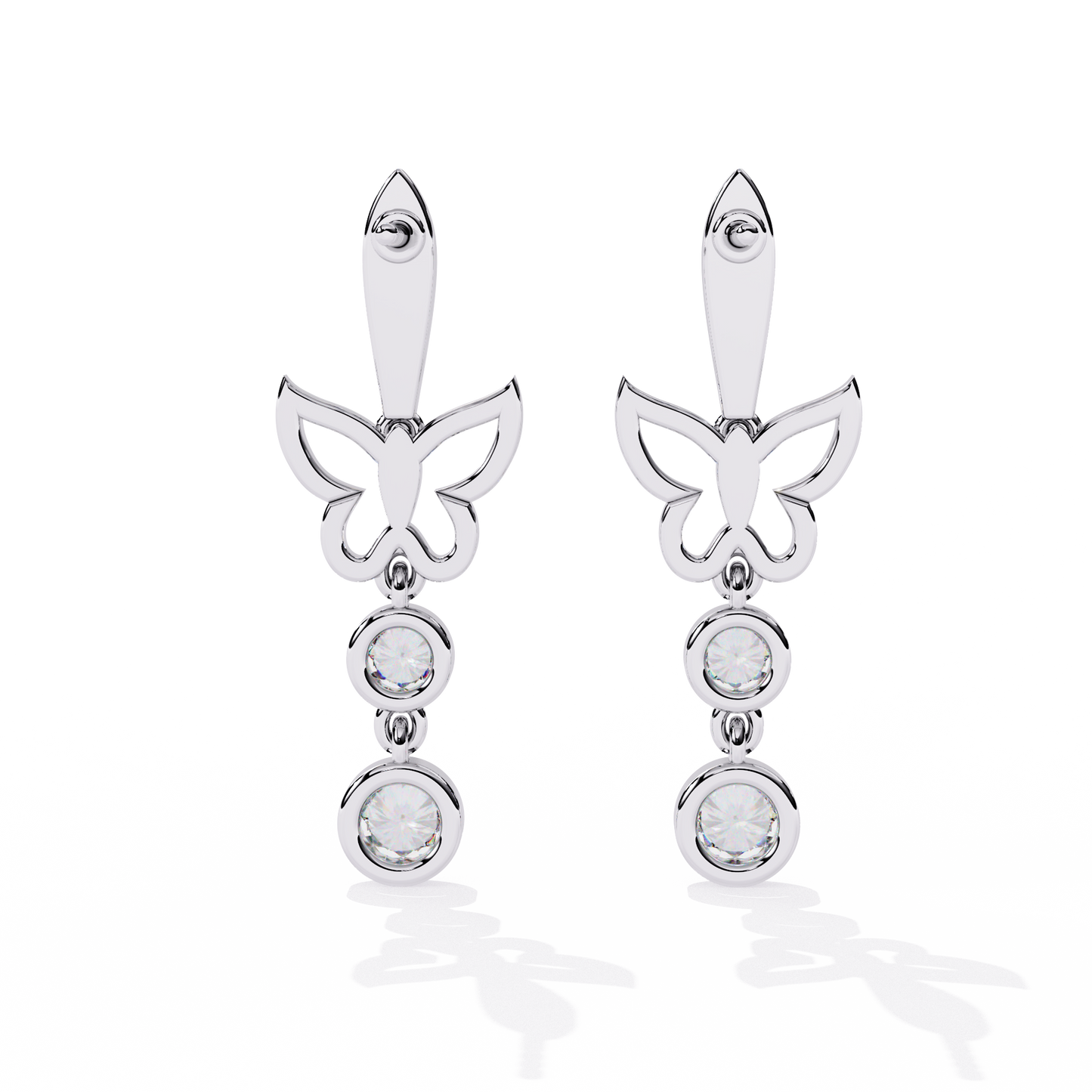 Butterfly Earrings – Round Brilliant Cut – Diamond Studded Drop Earrings- Lustraa’s Diamond Earrings
