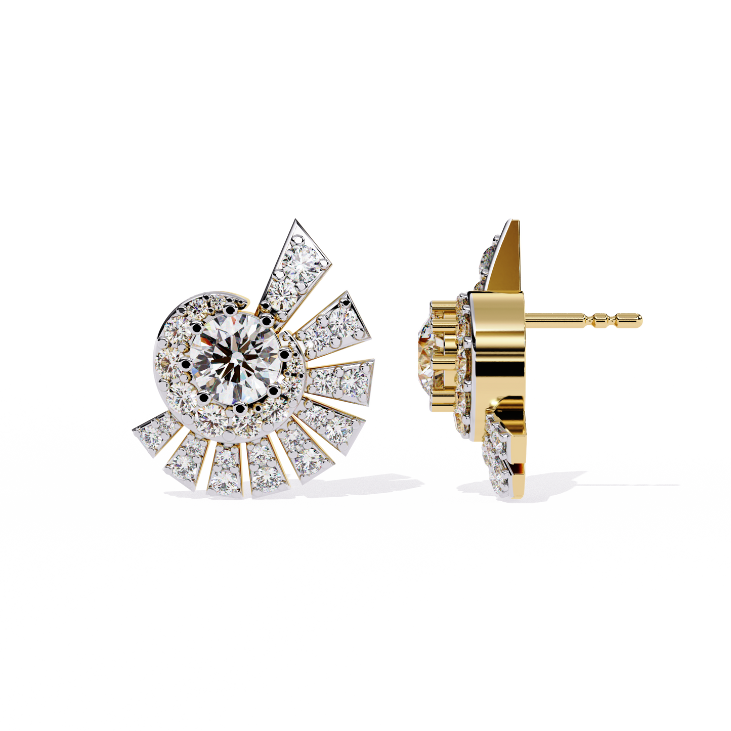 Sunburst Lab Grown Diamond Stud Earrings | Ethical Halo Diamond Earrings | Sustainable Luxury Jewelry | Modern Halo Studs –Lustraa’s Minimalist Earrings