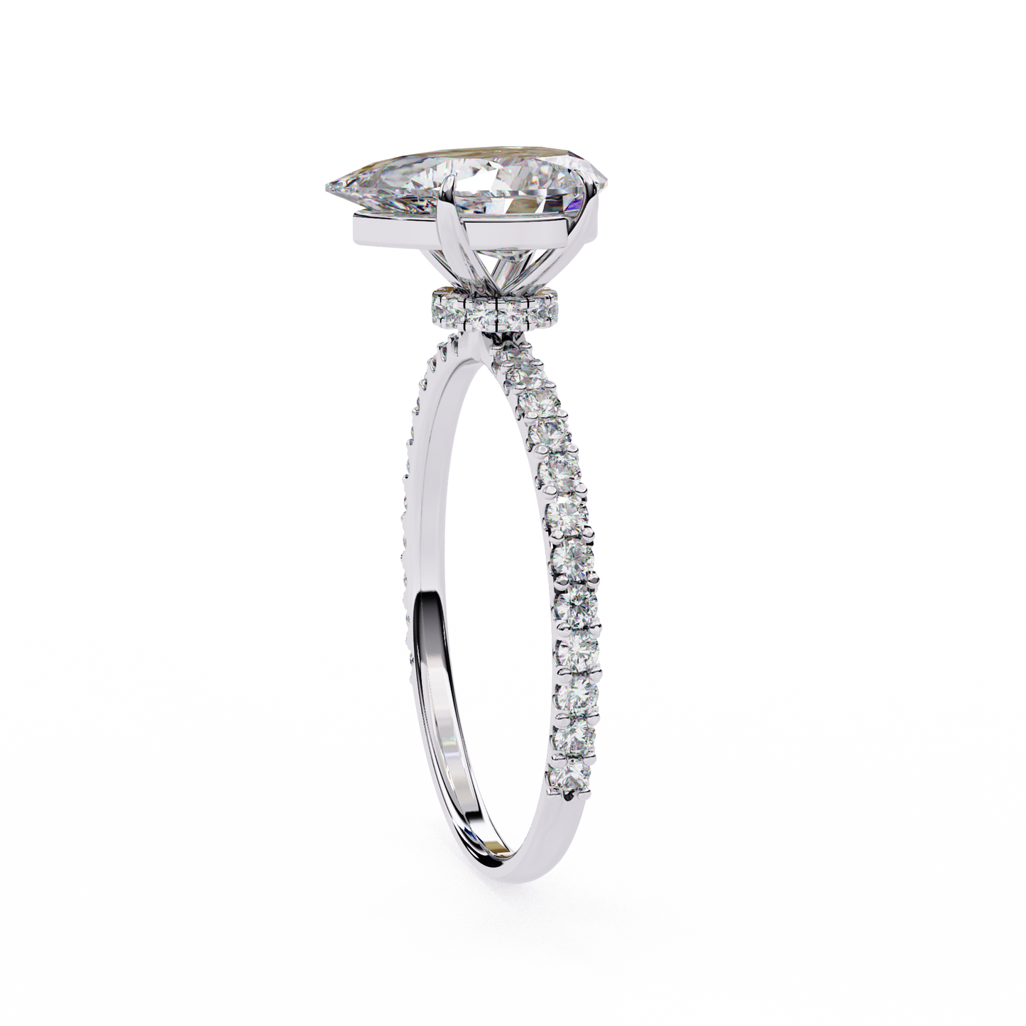 1.77 Carat Pear Cut Lab Grown Diamond Halo Ring – Hidden Halo Engagement Ring– Lustraa’s Pear Diamond