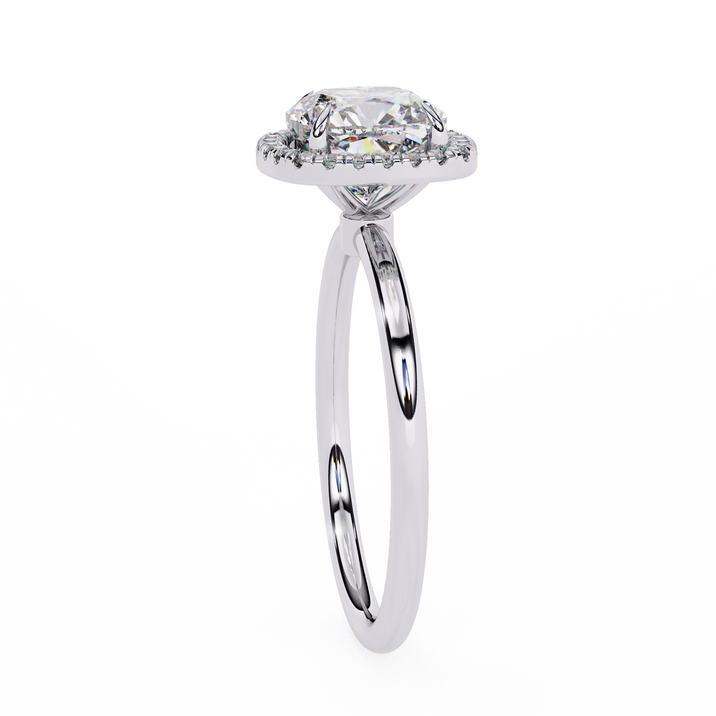 1.78 Carat Cushion Cut Lab Grown Diamond Halo Ring – Lustraa’s Classic Cushion Halo Engagement Ring