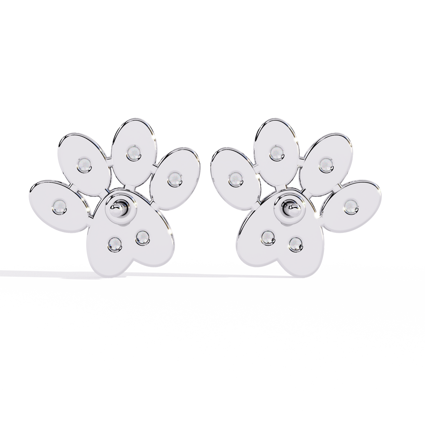 Paw Print Lab Grown Diamond Earrings – Sustainable Pet Lover Jewelry – Animal Paw Studs with Eco-Friendly Diamonds –Lustraa’s Minimalist Earrings