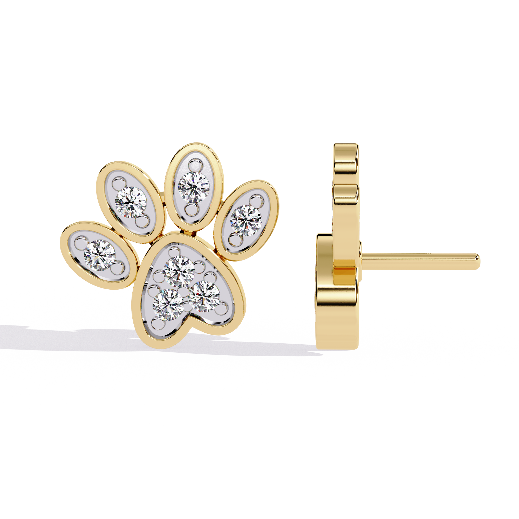 Paw Print Lab Grown Diamond Earrings – Sustainable Pet Lover Jewelry – Animal Paw Studs with Eco-Friendly Diamonds –Lustraa’s Minimalist Earrings