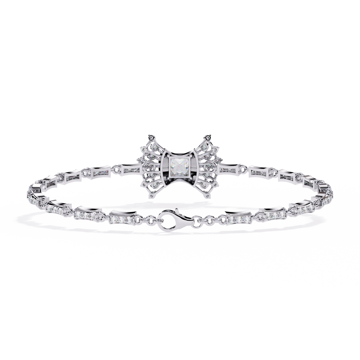 0.78 Carat Princess Cut Lab Grown Diamond Designer Bracelet– Elegant Statement Diamond Bracelet - Lustraa’s Diamond Bracelet