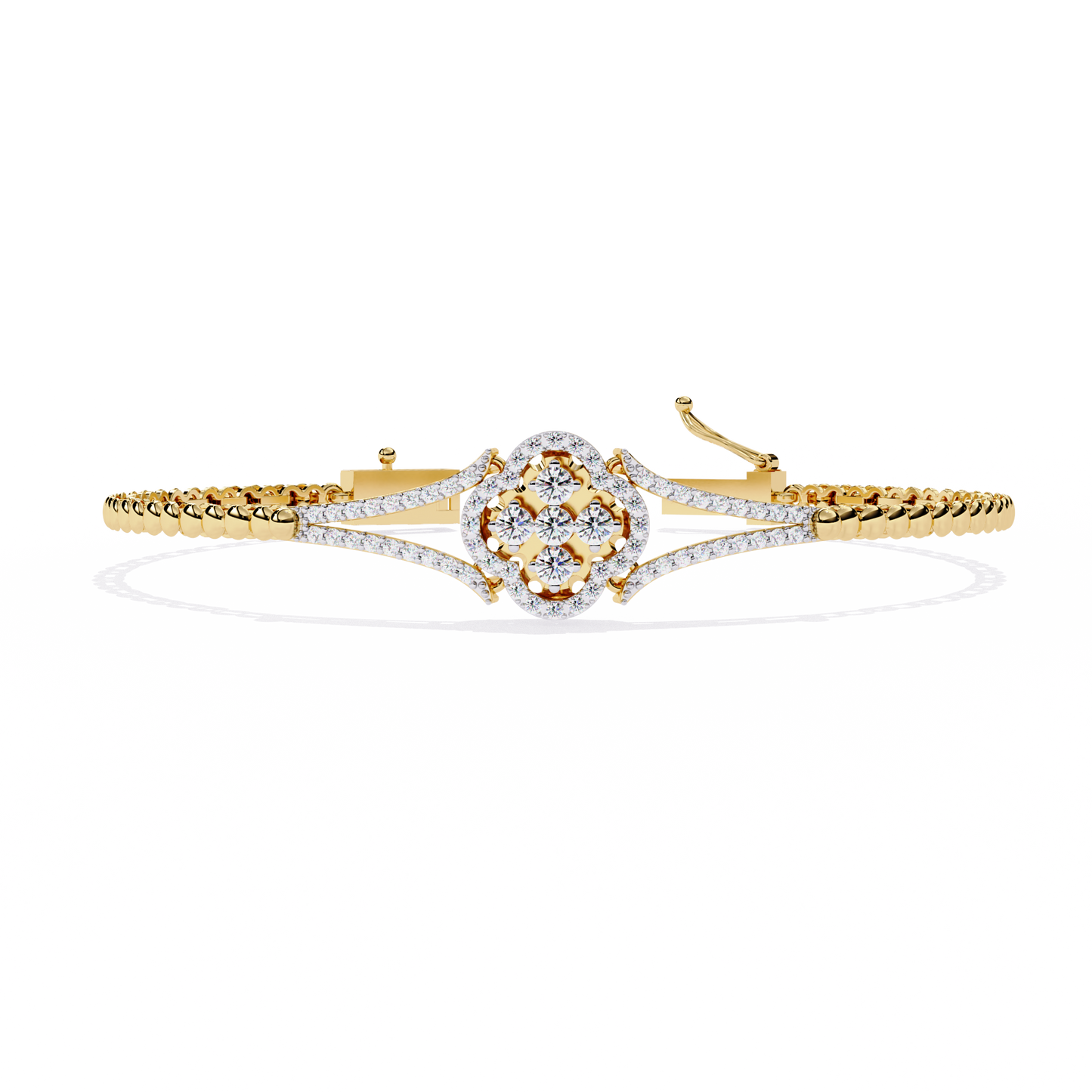 Floral Cluster Lab Grown Diamond Bracelet | Round Brilliant Cut Pavé Diamond Bangle| Sustainable Fine Jewelry – Lustraa’s Minimalist Bracelet