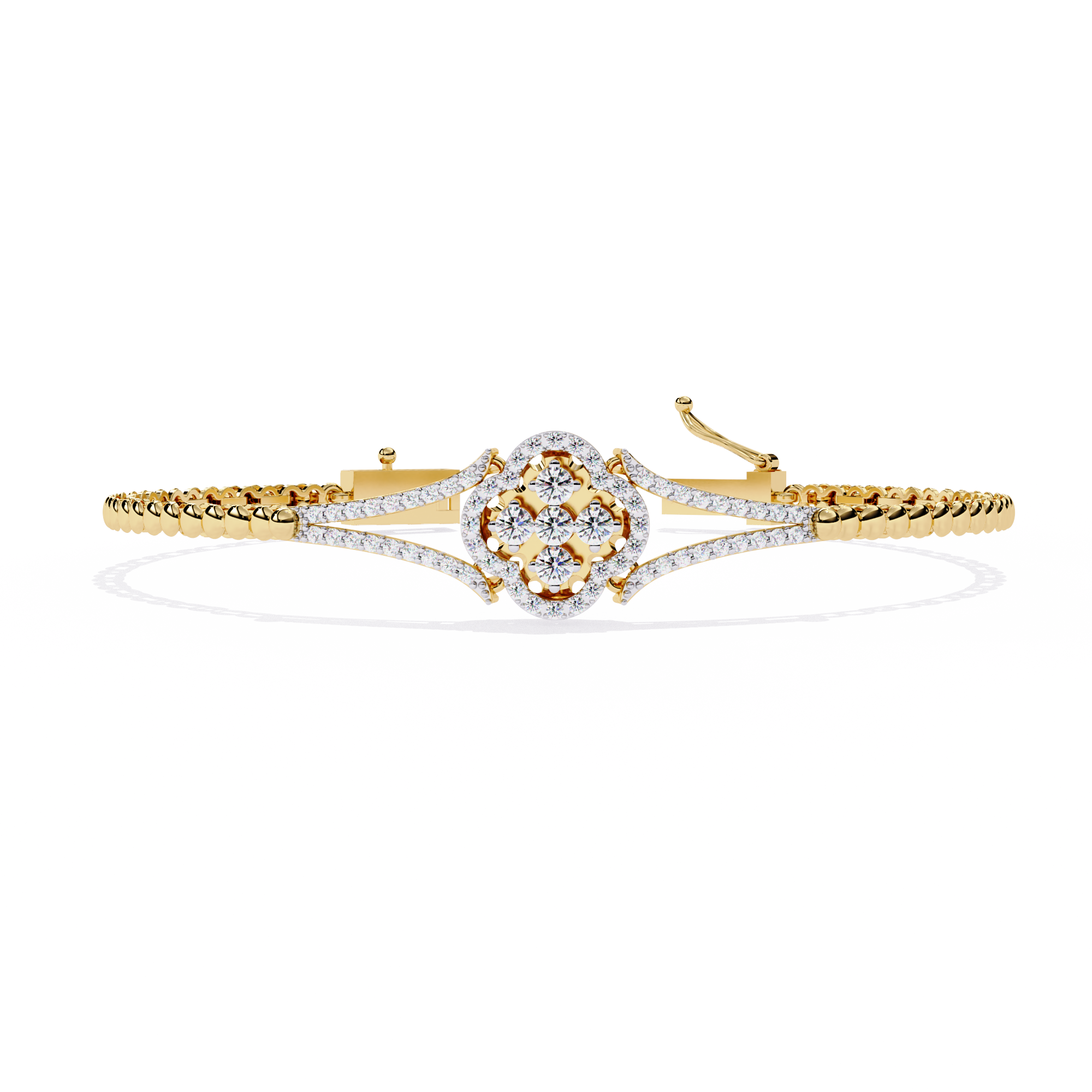 Floral Cluster Lab Grown Diamond Bracelet | Round Brilliant Cut Pavé Diamond Bangle| Sustainable Fine Jewelry – Lustraa’s Minimalist Bracelet
