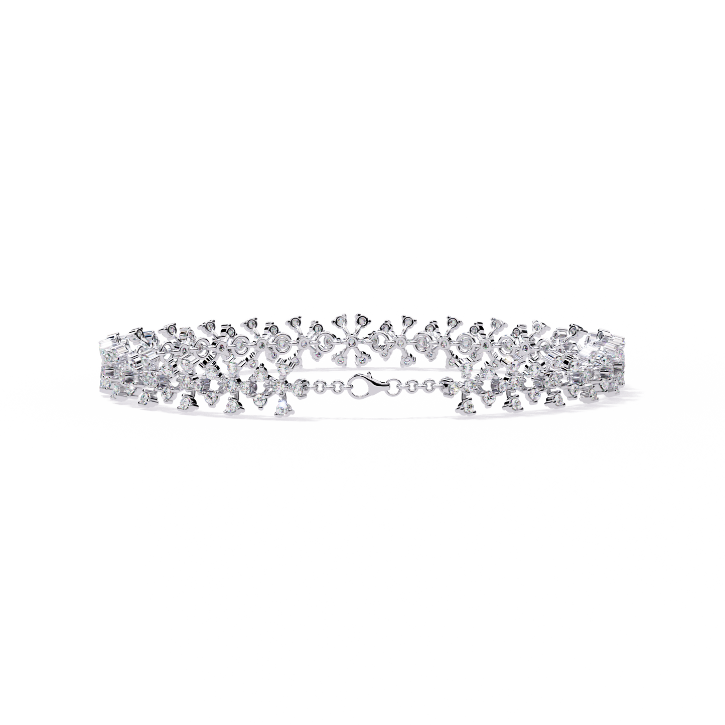 Lab Grown Diamond Floral Wide Bracelet | Designer Statement Bracelet | Ethical Diamond Jewelry -Lustraa’s Floral Bracelet