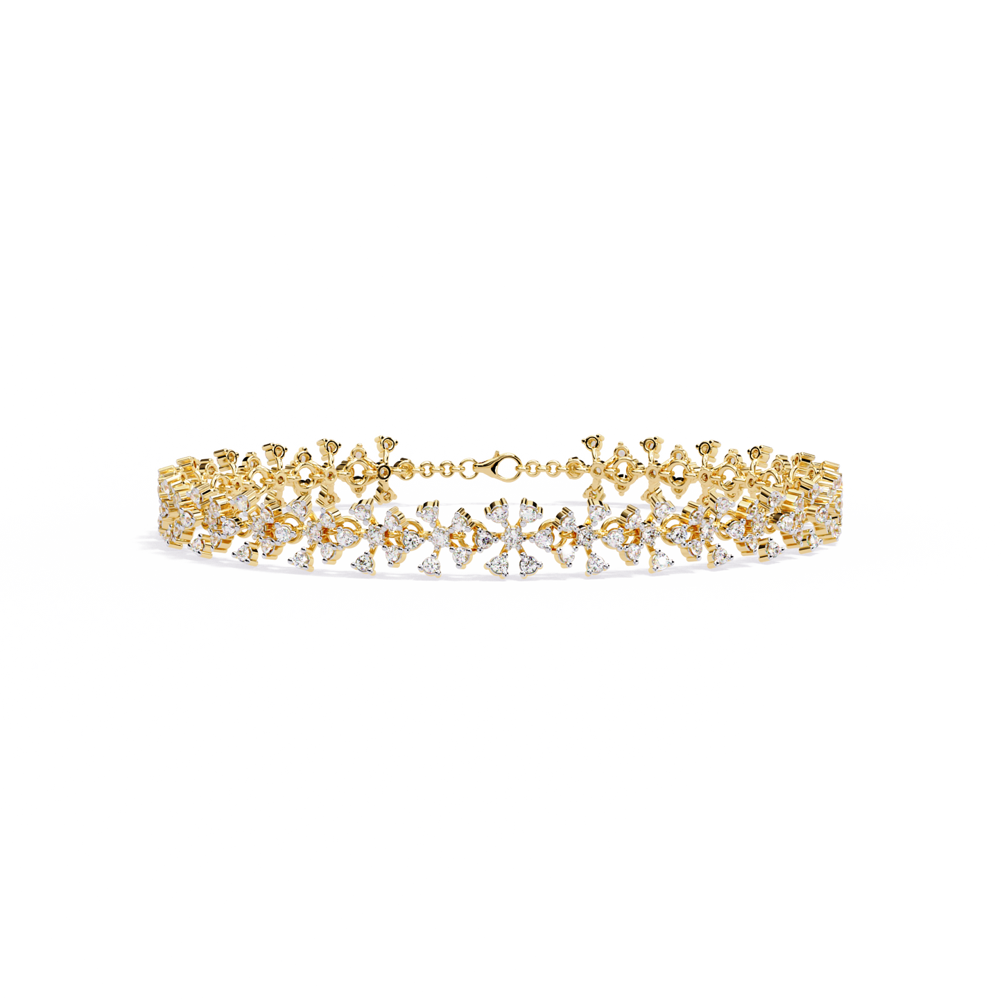 Lab Grown Diamond Floral Wide Bracelet | Designer Statement Bracelet | Ethical Diamond Jewelry -Lustraa’s Floral Bracelet