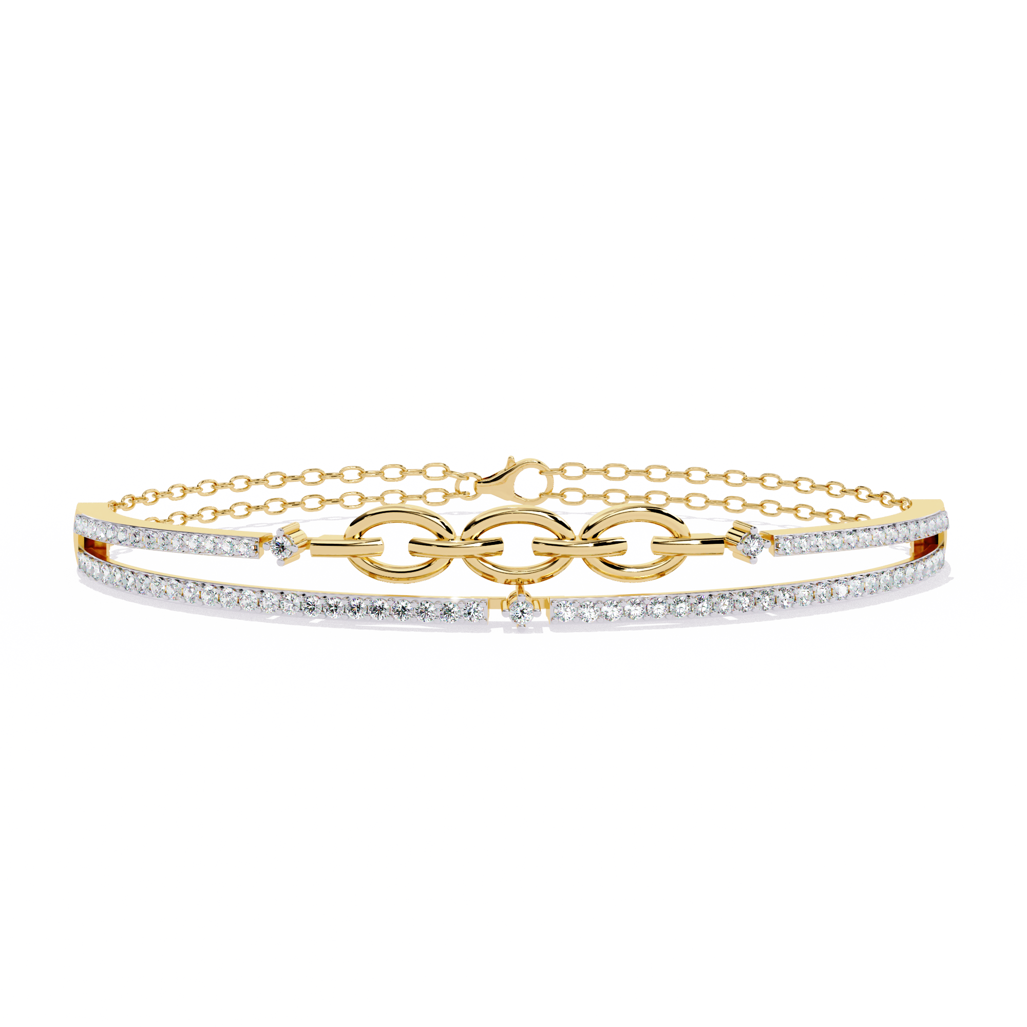 Chain Link Lab Grown Diamond Bracelet | Modern Pavé Diamond Bangle with Dual Chain Detail | Ethical Fine Jewelry – Lustraa’s Minimalist Bracelet