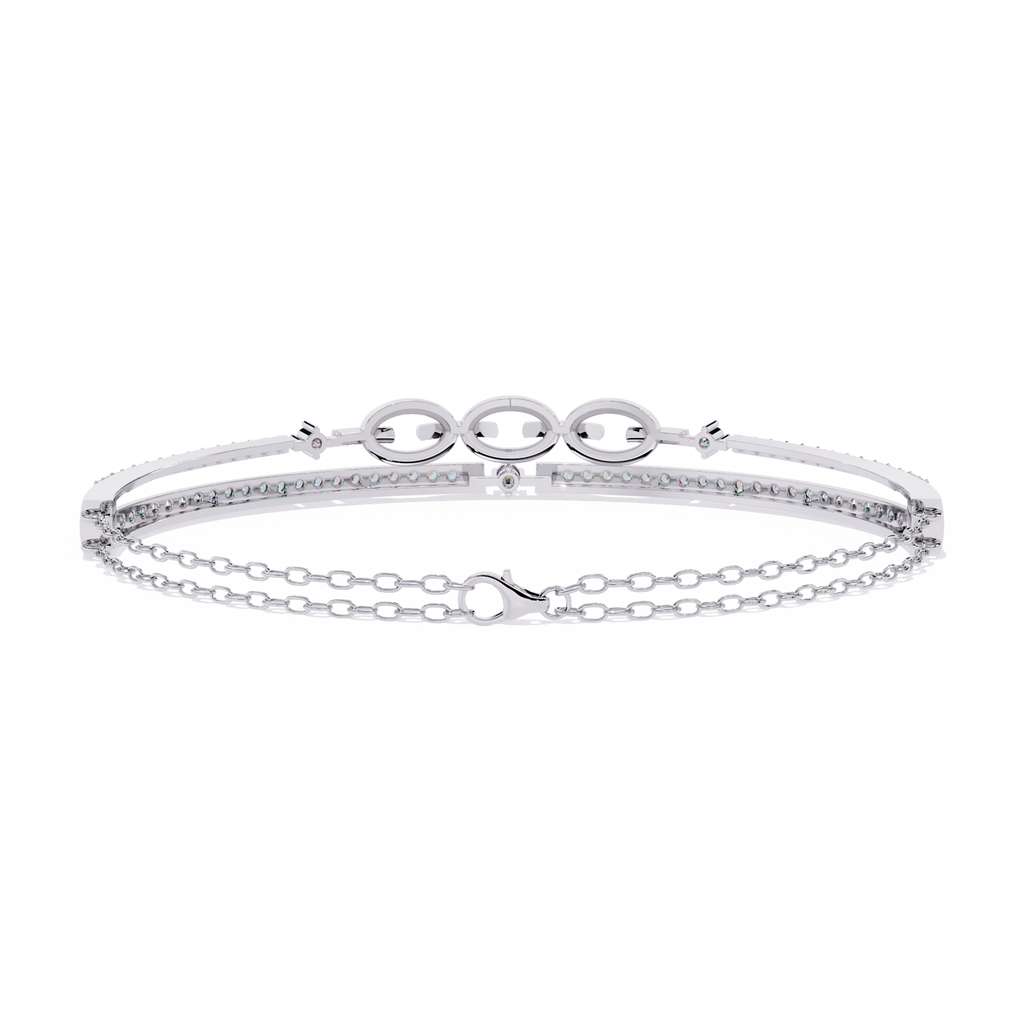 Chain Link Lab Grown Diamond Bracelet | Modern Pavé Diamond Bangle with Dual Chain Detail | Ethical Fine Jewelry – Lustraa’s Minimalist Bracelet