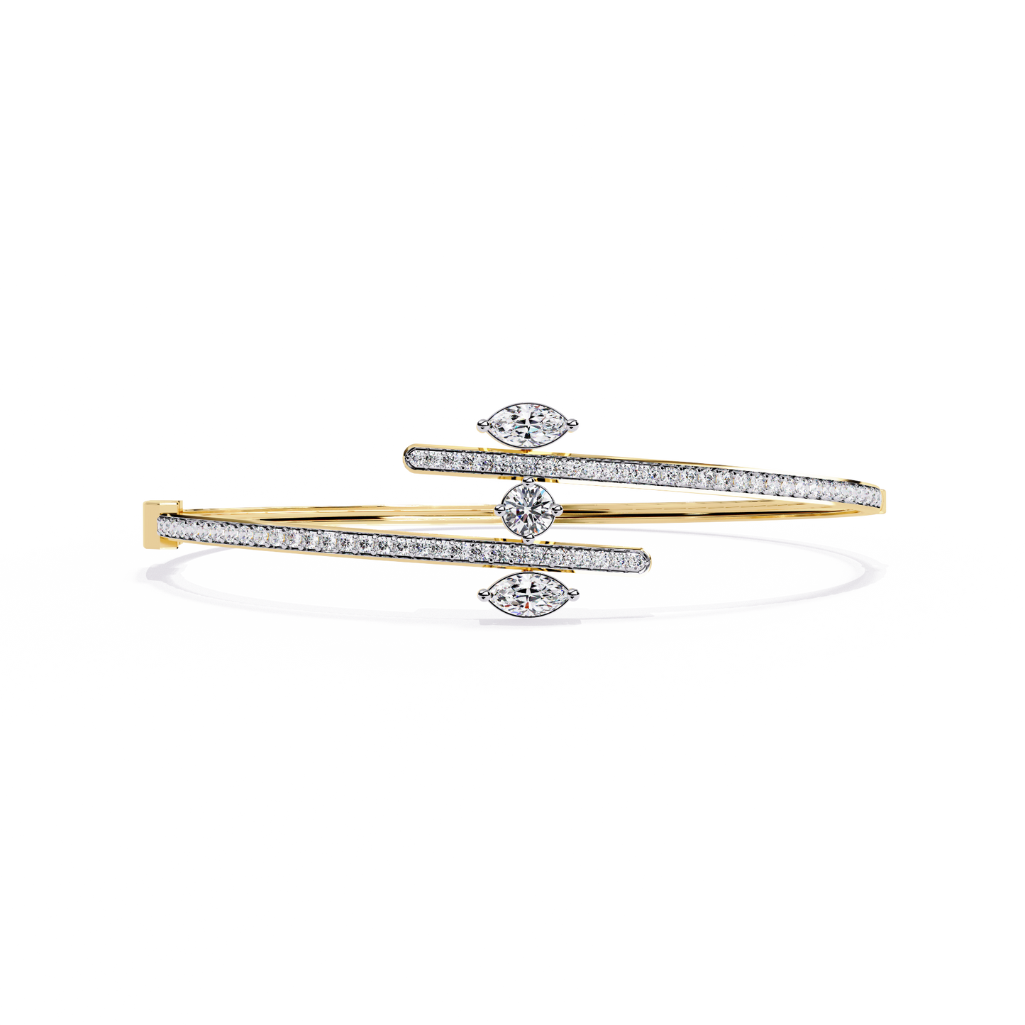 Modern Lab Grown Diamond Bangle Bracelet | Marquise & Round Cut Sustainable Diamond Bangle - Lustraa’s Diamond Bracelet