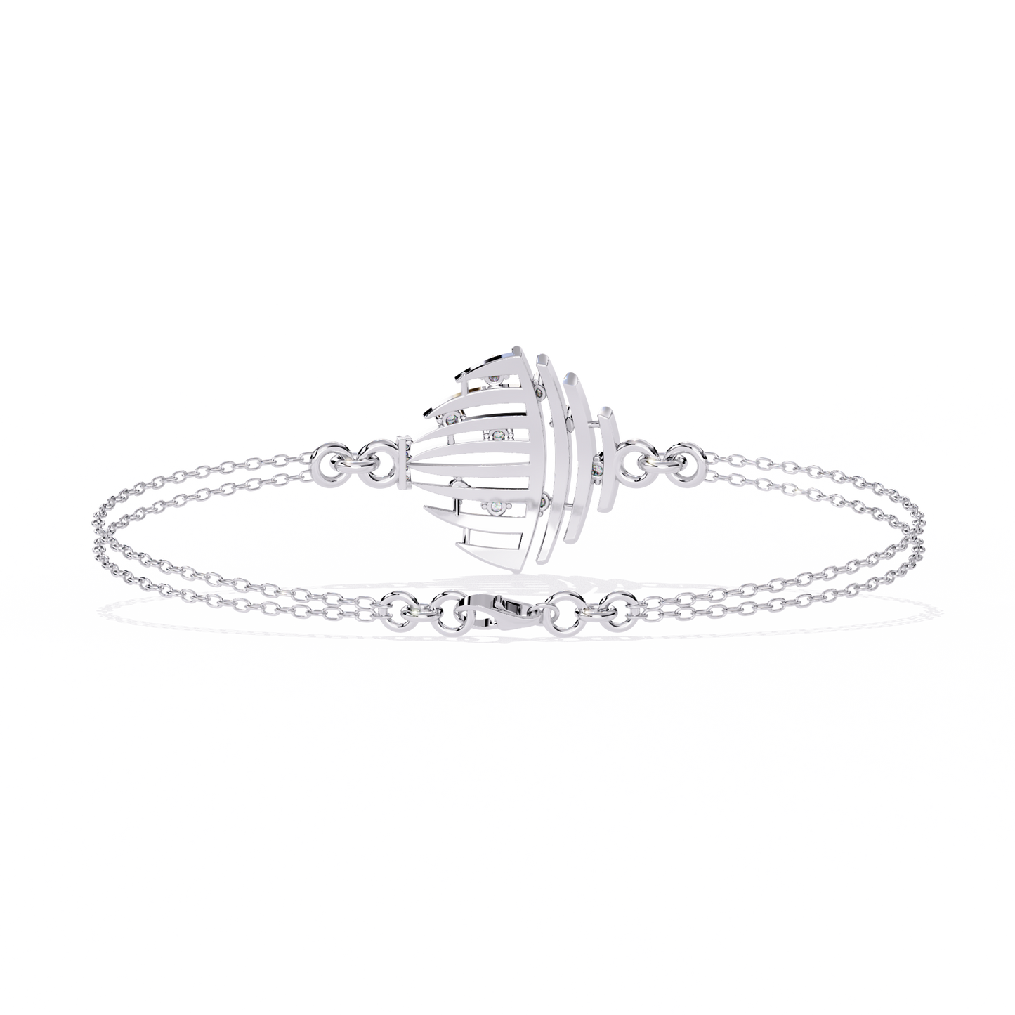 Sculpted Lab Grown Diamond Bracelet | Designer Bracelet with Lab Created Diamonds – Lustraa’s Contemporary Fine Jewelry