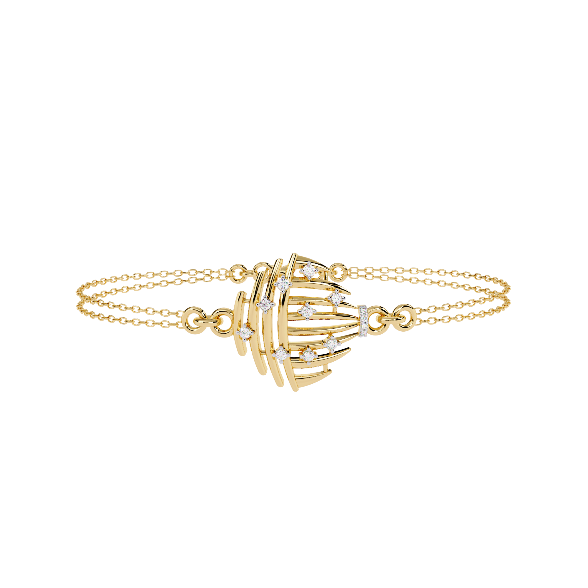 Sculpted Diamond Bracelet – Designer Bracelet with Lab Created Diamonds – Lustraa’s Contemporary Fine Jewelry