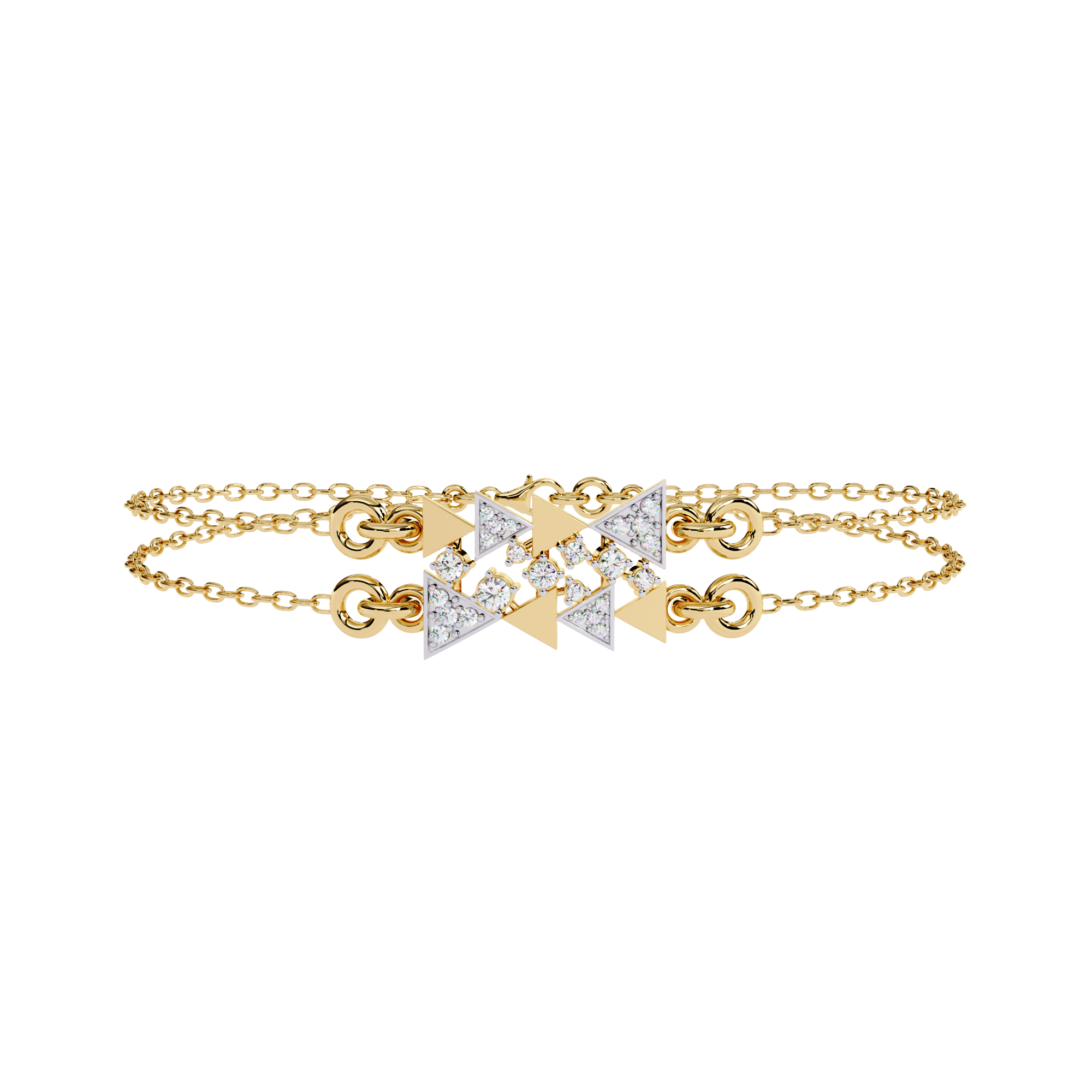 Triangle Motif Diamond Bracelet – Modern Geometric Lab Created Diamond Bracelet – Lustraa’s Contemporary Bracelet