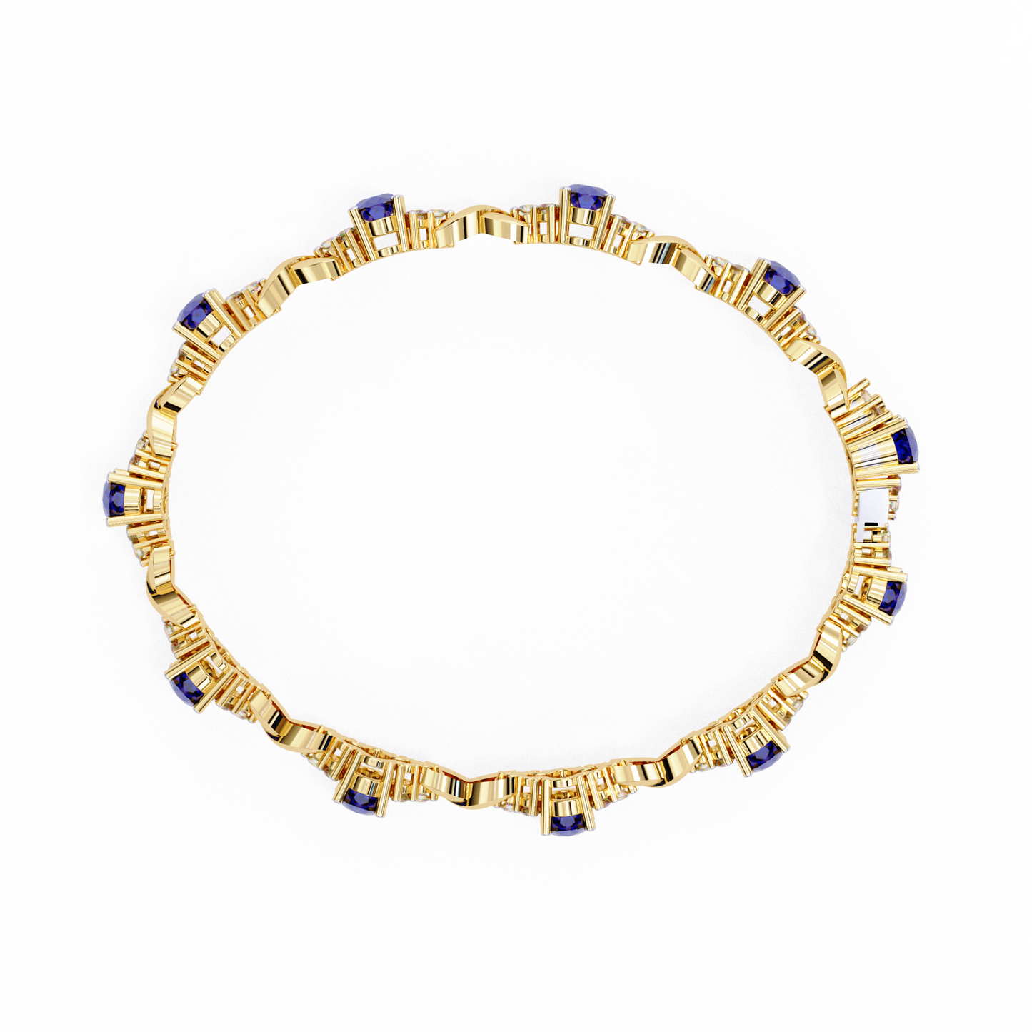 Bracelet with Blue Oval cut Lab Grown Diamonds | Elegant Twisted Design Bracelet – Lustraa’s Diamond Bracelet