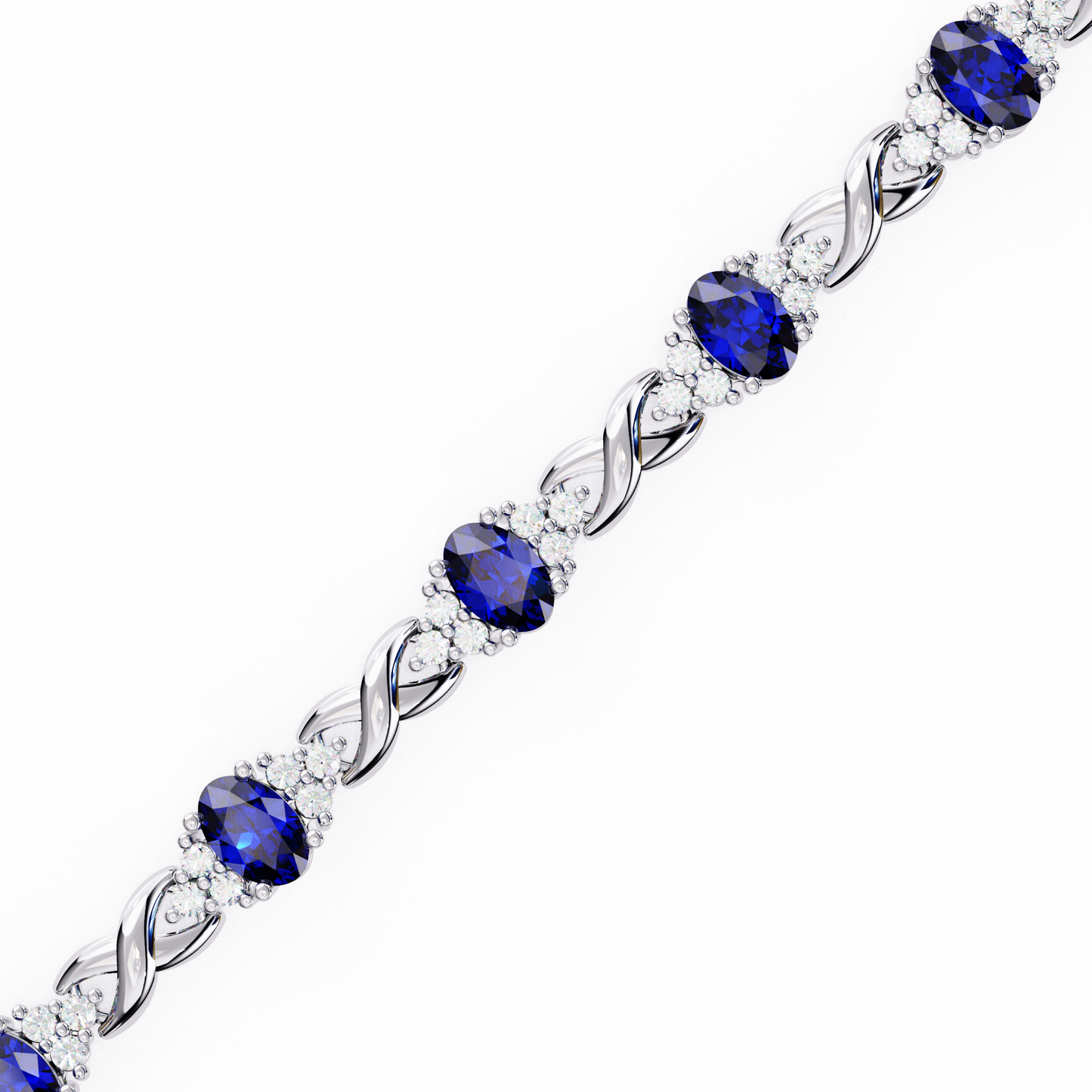 Bracelet with Blue Oval cut Lab Grown Diamonds | Elegant Twisted Design Bracelet – Lustraa’s Diamond Bracelet