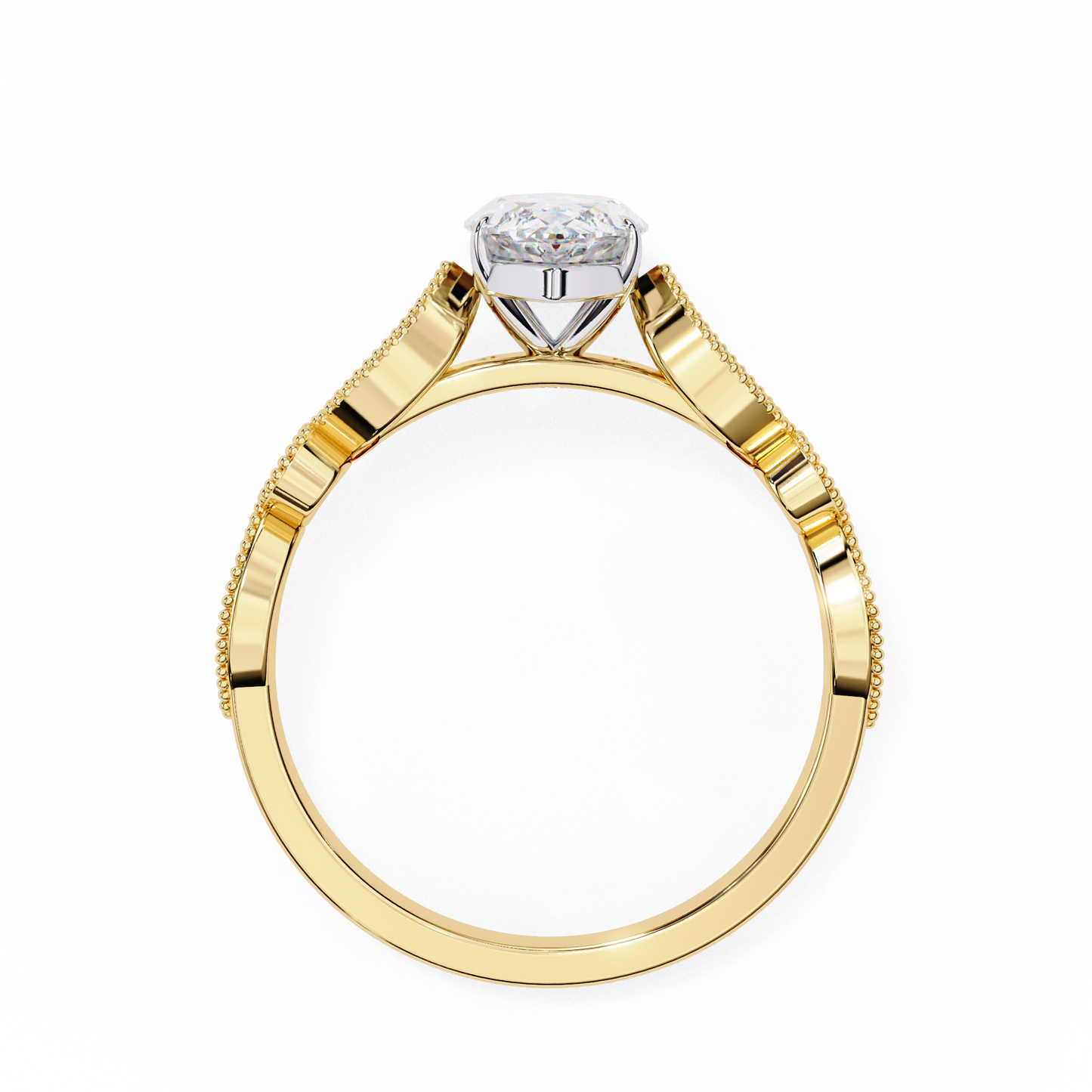 0.82 Carat Marquise Cut Lab Grown Diamond Ring – Elegant Engagement Ring with Milgrain Marquise and Round Shaped Band- Lustraa’s Milgrain Ring