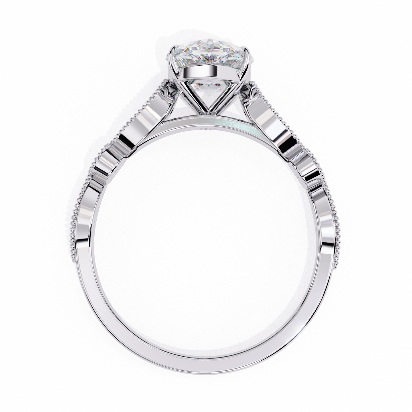 1.20 Carat Oval Cut Lab Grown Diamond Ring – Elegant Engagement Ring with Milgrain Marquise and Round Shaped Band- Lustraa’s Milgrain Ring