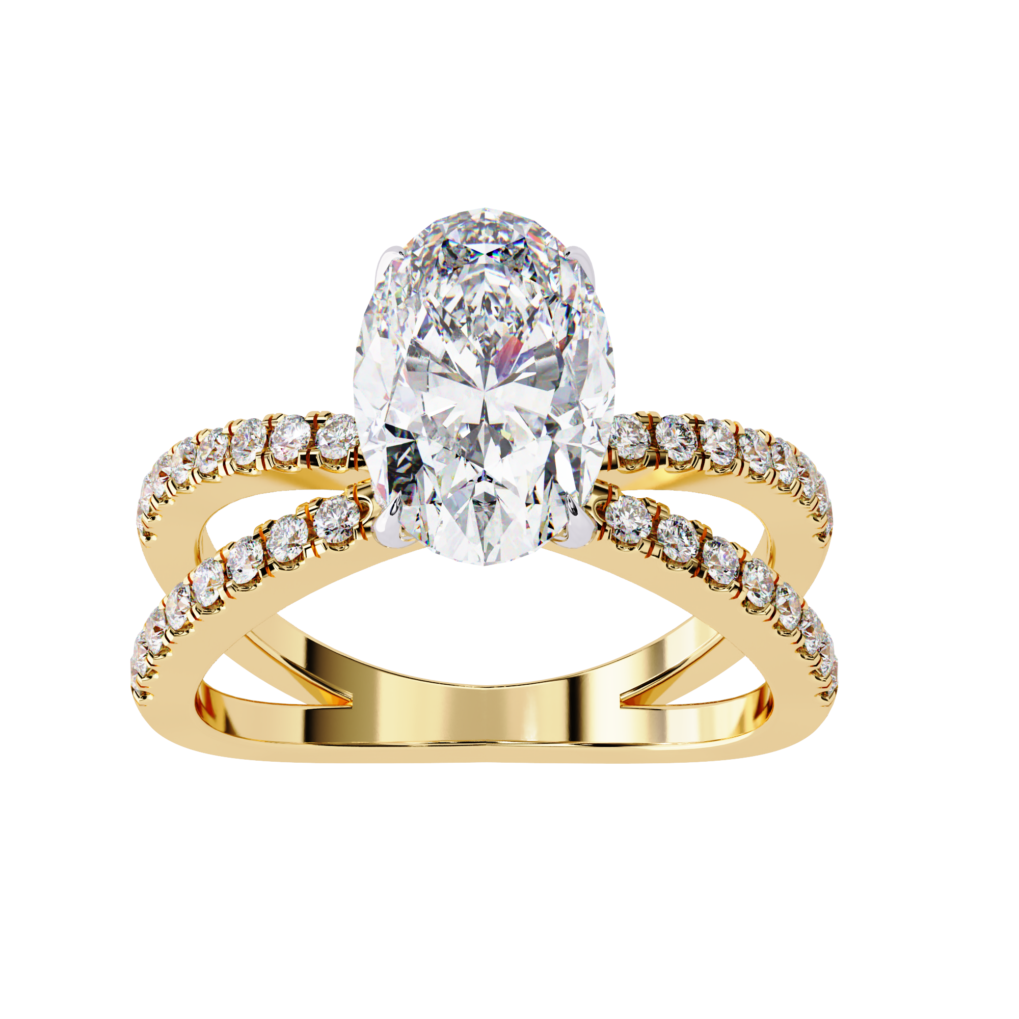 Oval Diamond Engagement Ring – 1.2 CT Lab Grown Hidden Halo Ring with Criss Cross Band- Lustraa’s Criss Cross Ring
