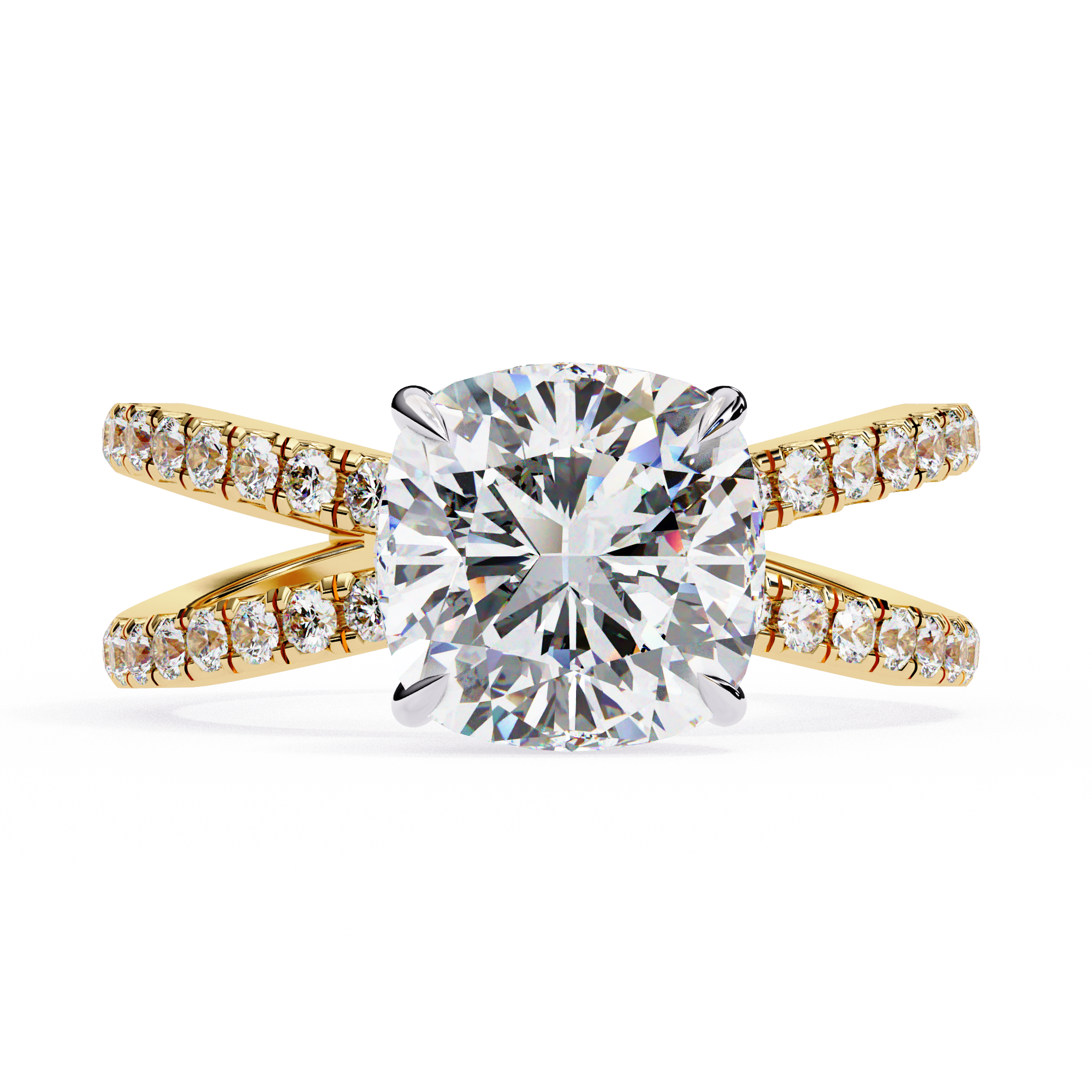 Cushion Square Diamond Engagement Ring – 2.09 CT Lab Grown Hidden Halo Ring with Criss Cross Band - Lustraa’s Criss Cross Ring