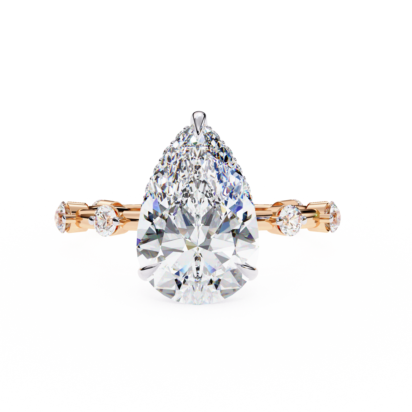 2.96 Carat Pear Shaped Diamond Ring with Hidden Halo – Designer Band Solitaire Engagement Ring – Lustraa’s Fancy Solitaire Ring