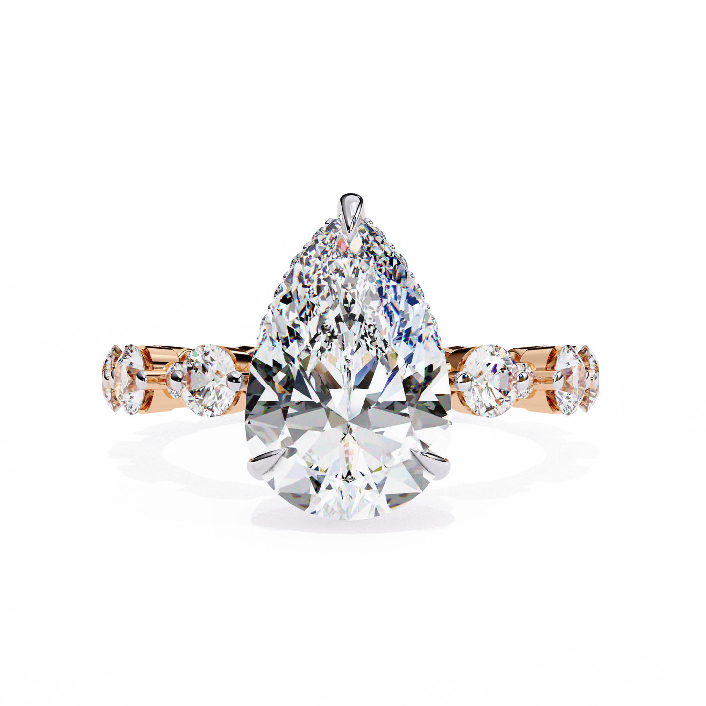 3.06 Carat Pear Shaped Diamond Ring with Hidden Halo – Designer Band Solitaire Engagement Ring – Lustraa’s Fancy Solitaire Ring