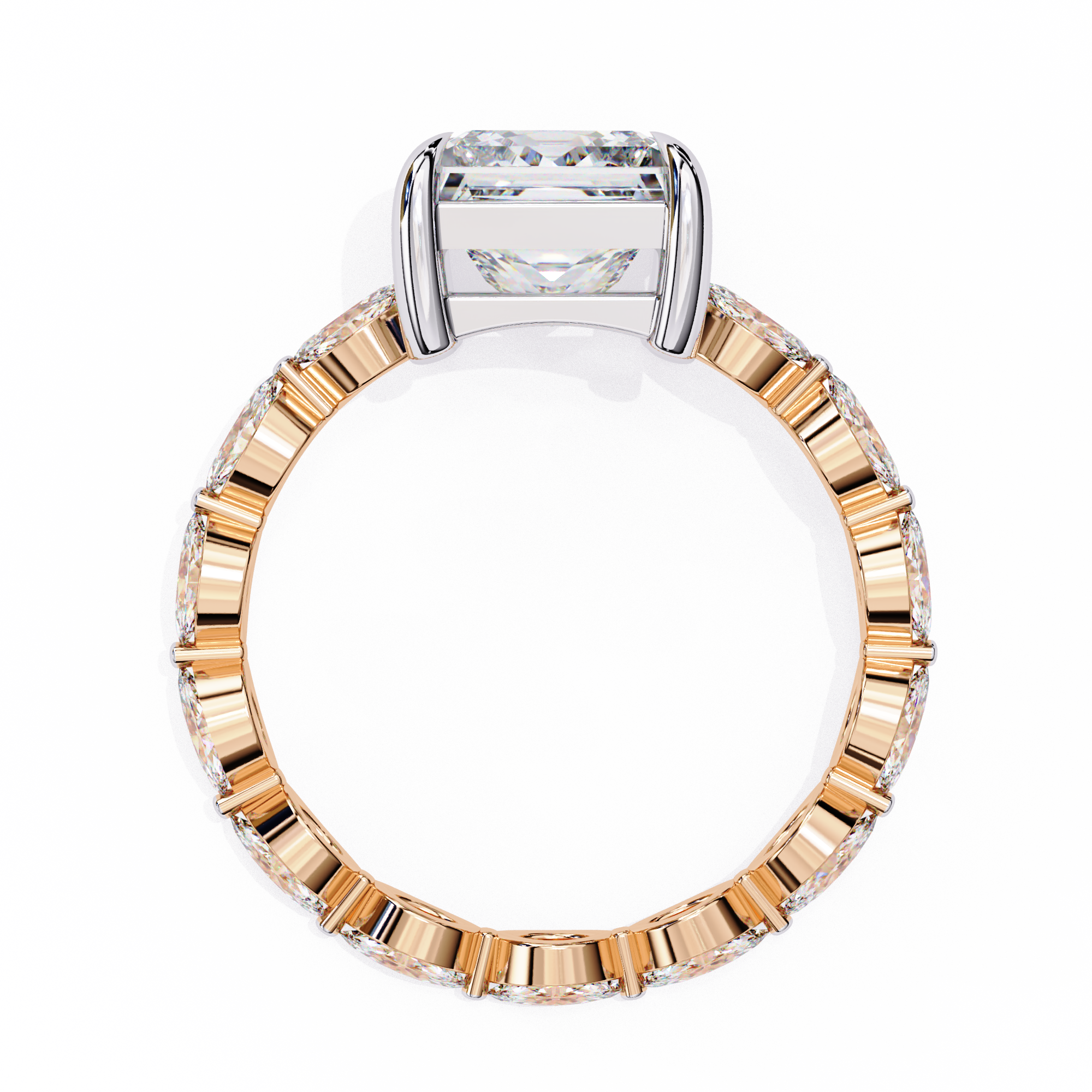 Princess Cut Diamond Engagement Ring – 2.64 CT Lab Grown Hidden Halo Ring with Designer Solitaire Band– Lustraa’s Fancy Solitaire Ring