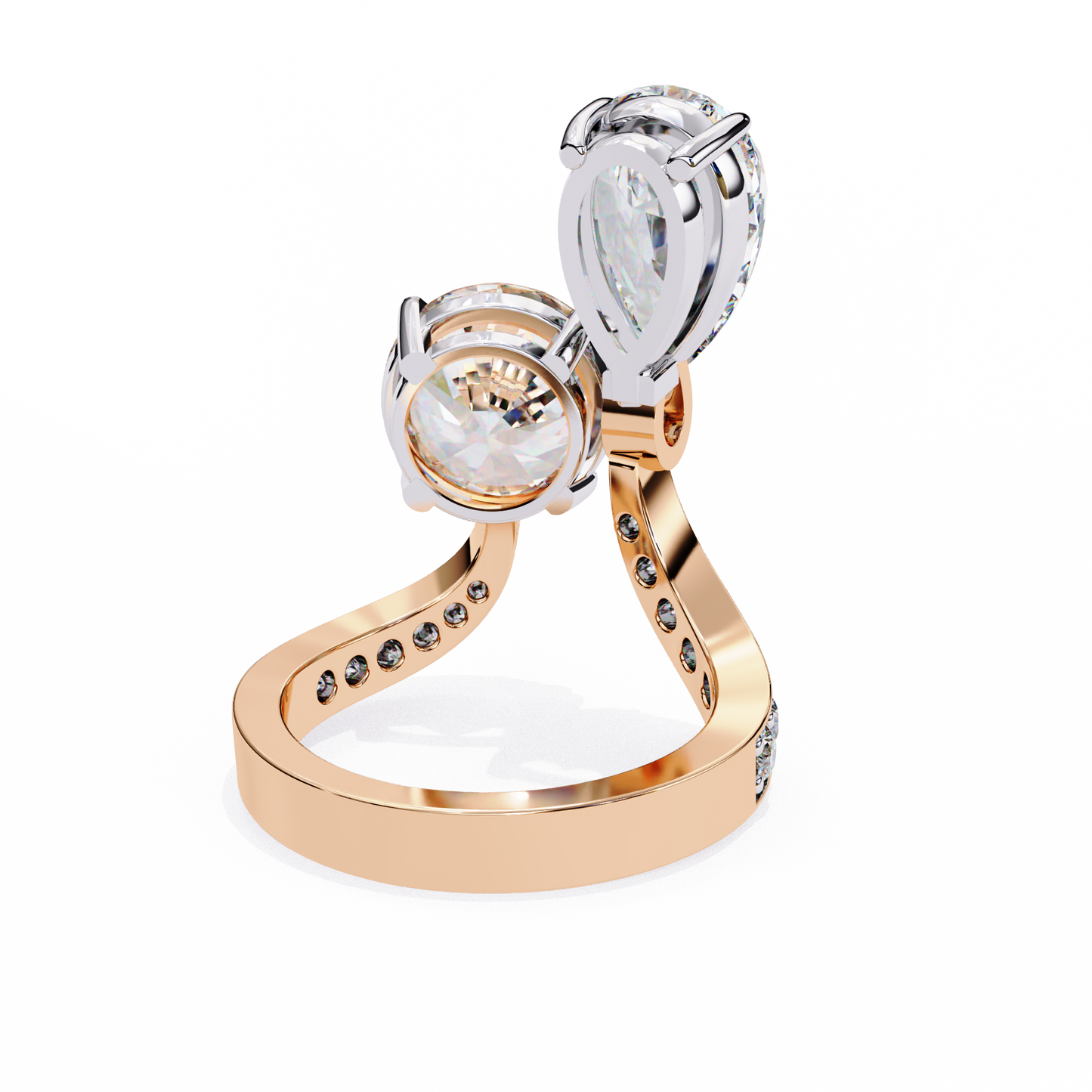 Two Stone Diamond Ring | Pear and Round Cut Toi et Moi Ring | Lab Grown Diamond Engagement Ring | Lustraa’s Toi et Moi Ring