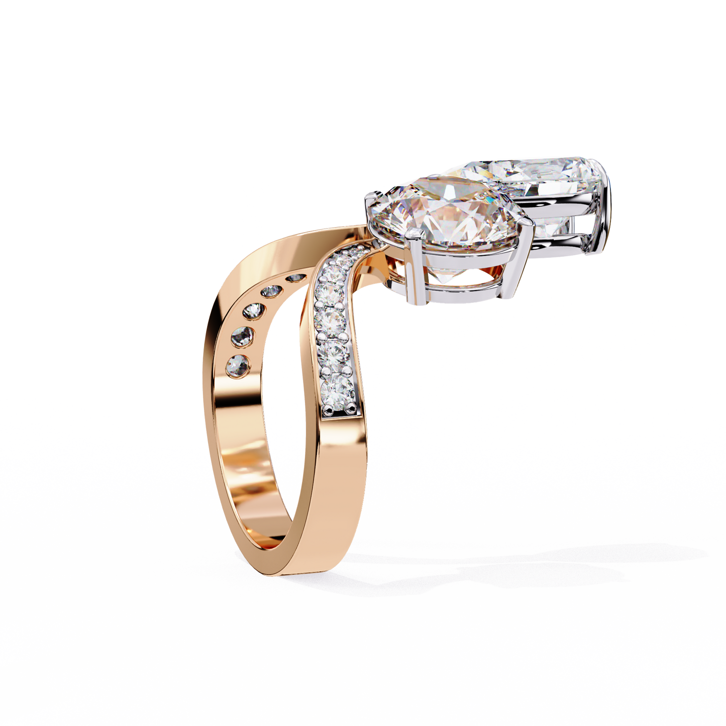 Two Stone Diamond Ring | Pear and Round Cut Toi et Moi Ring | Lab Grown Diamond Engagement Ring | Lustraa’s Toi et Moi Ring