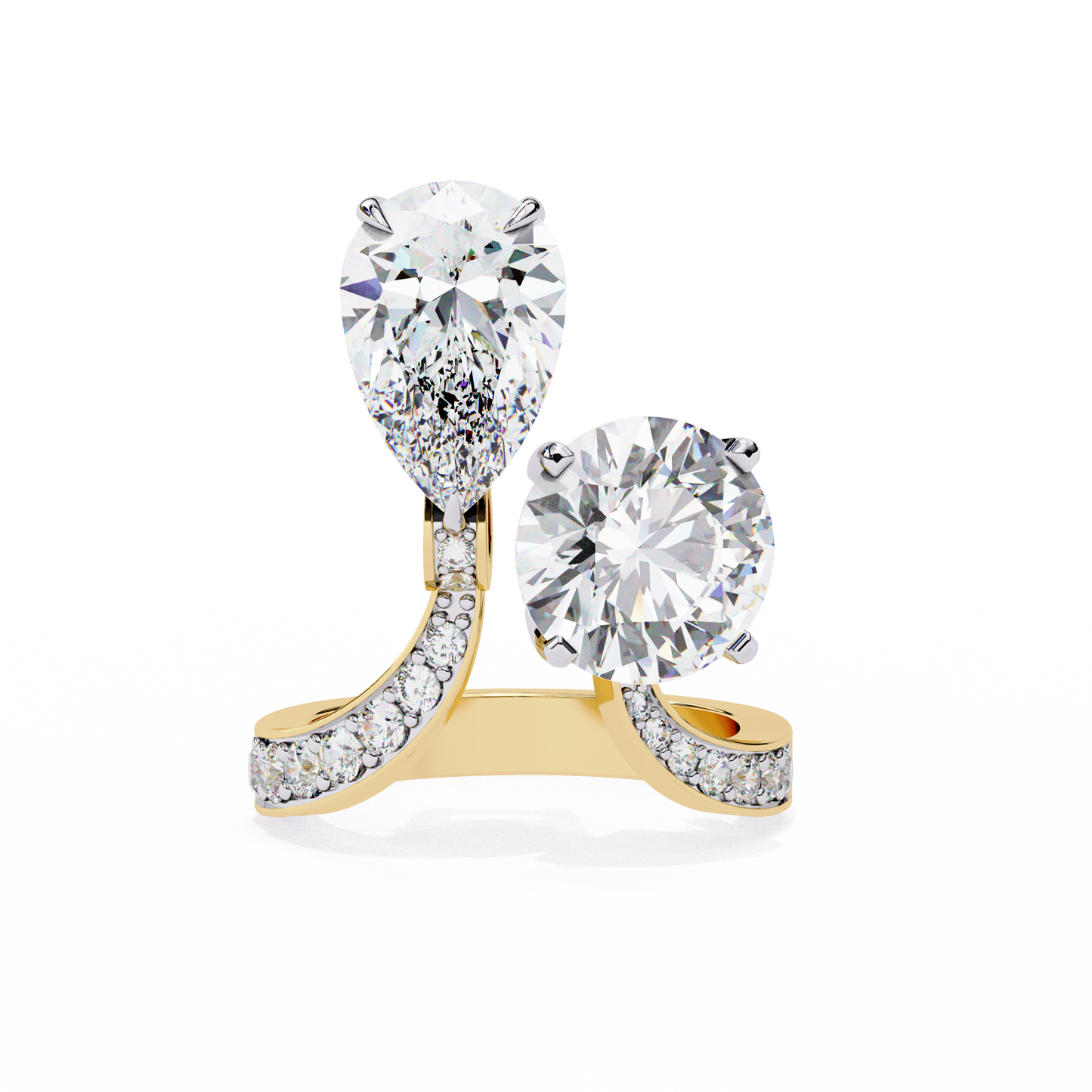 Two Stone Diamond Ring | Pear and Round Cut Toi et Moi Ring | Lab Grown Diamond Engagement Ring | Lustraa’s Toi et Moi Ring