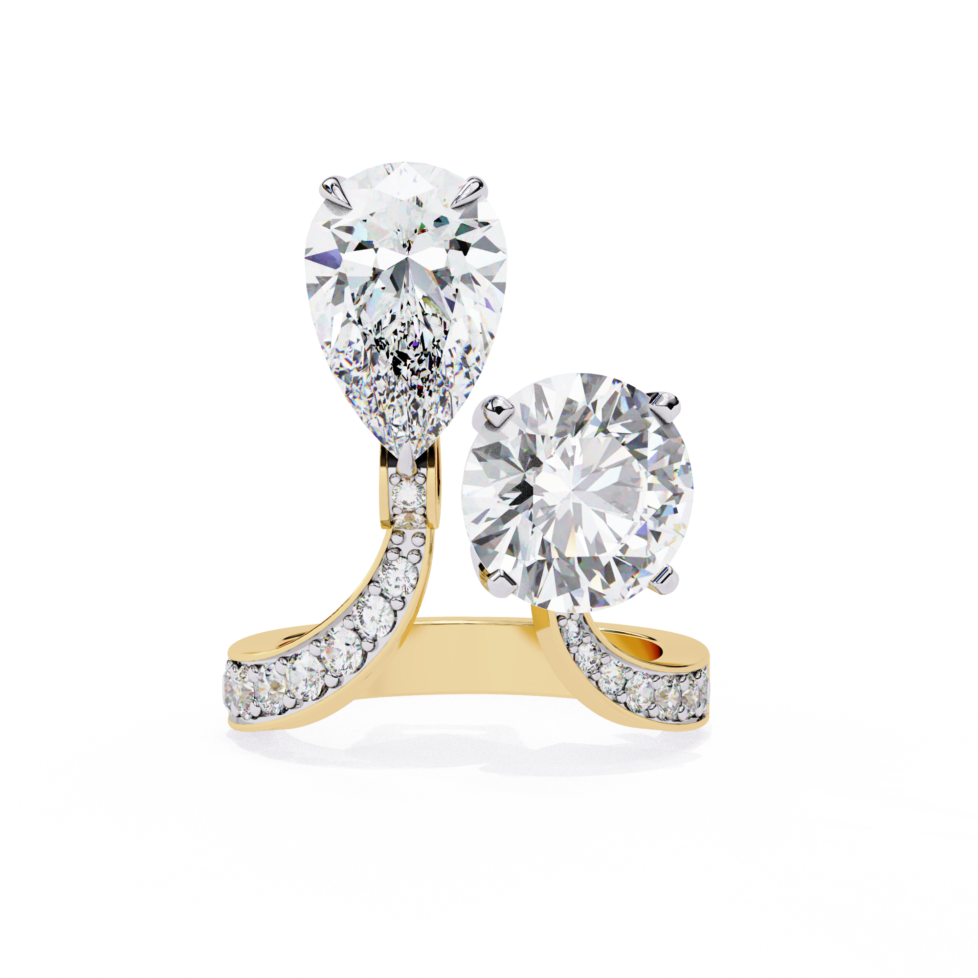 Two Stone Diamond Ring | Pear and Round Cut Toi et Moi Ring | Lab Grown Diamond Engagement Ring | Lustraa’s Toi et Moi Ring