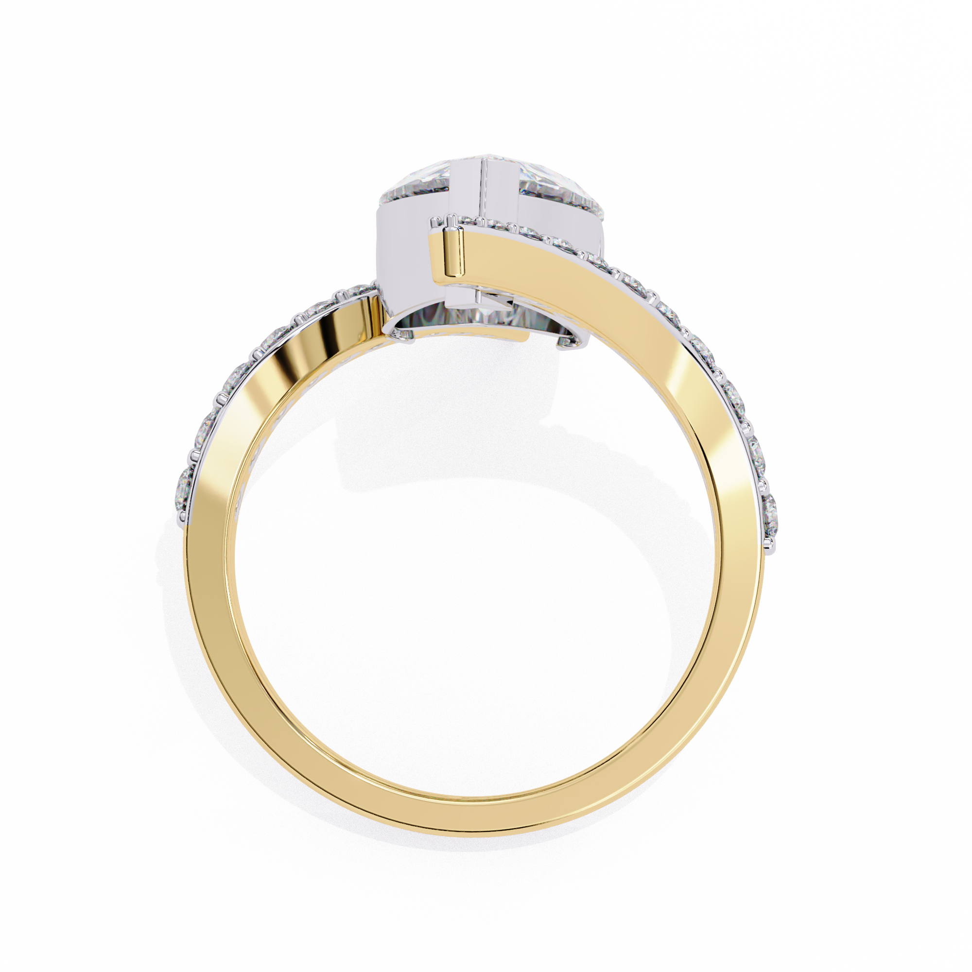 Pear Shaped Diamond Engagement Ring – 3.07 CT Lab Grown Halo Solitaire Ring with Open Band– Lustraa’s Fancy Solitaire Ring