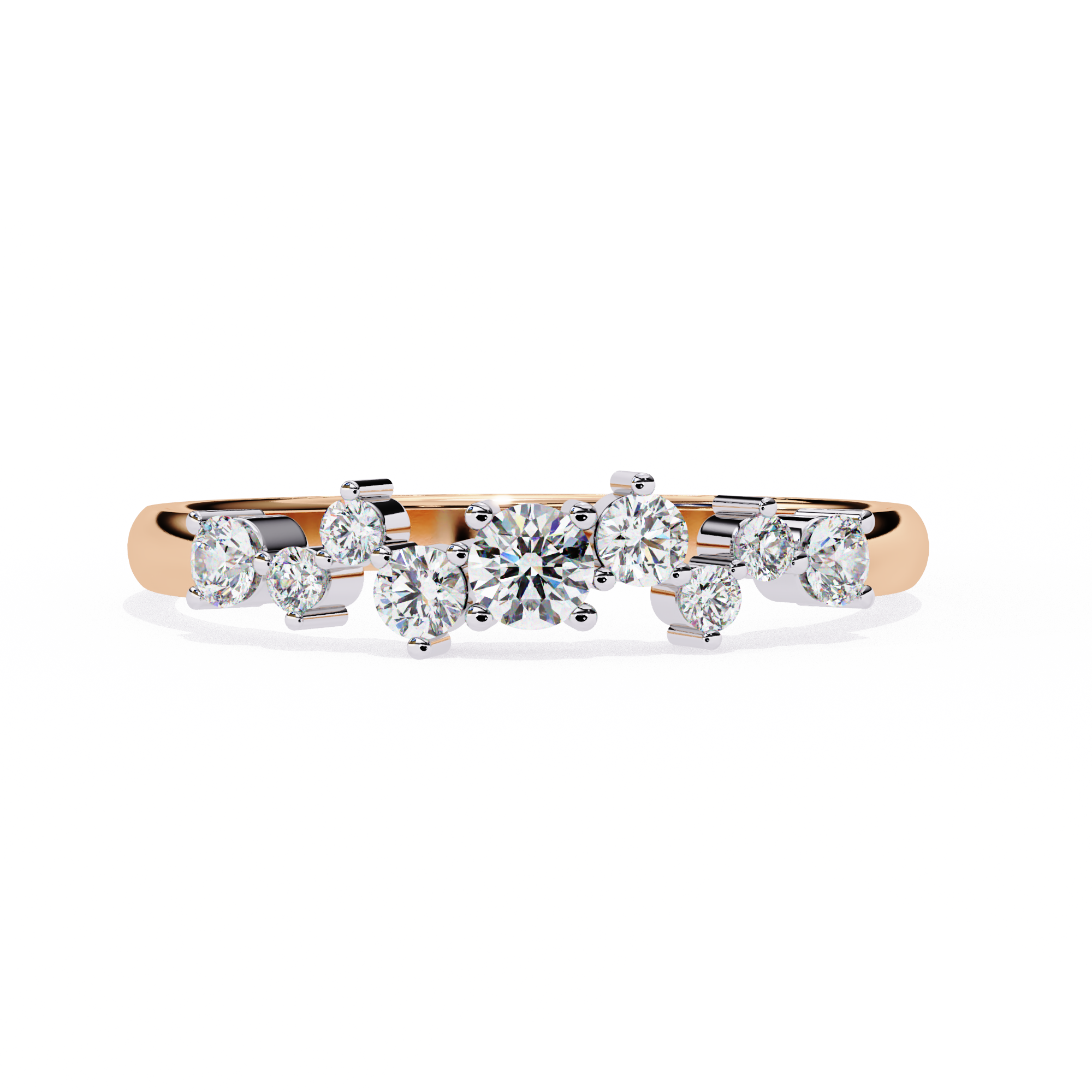 Round Diamond Cluster Ring – Lab Grown Half Eternity Solitaire Bridal Ring – Lustraa’s Eternity Ring