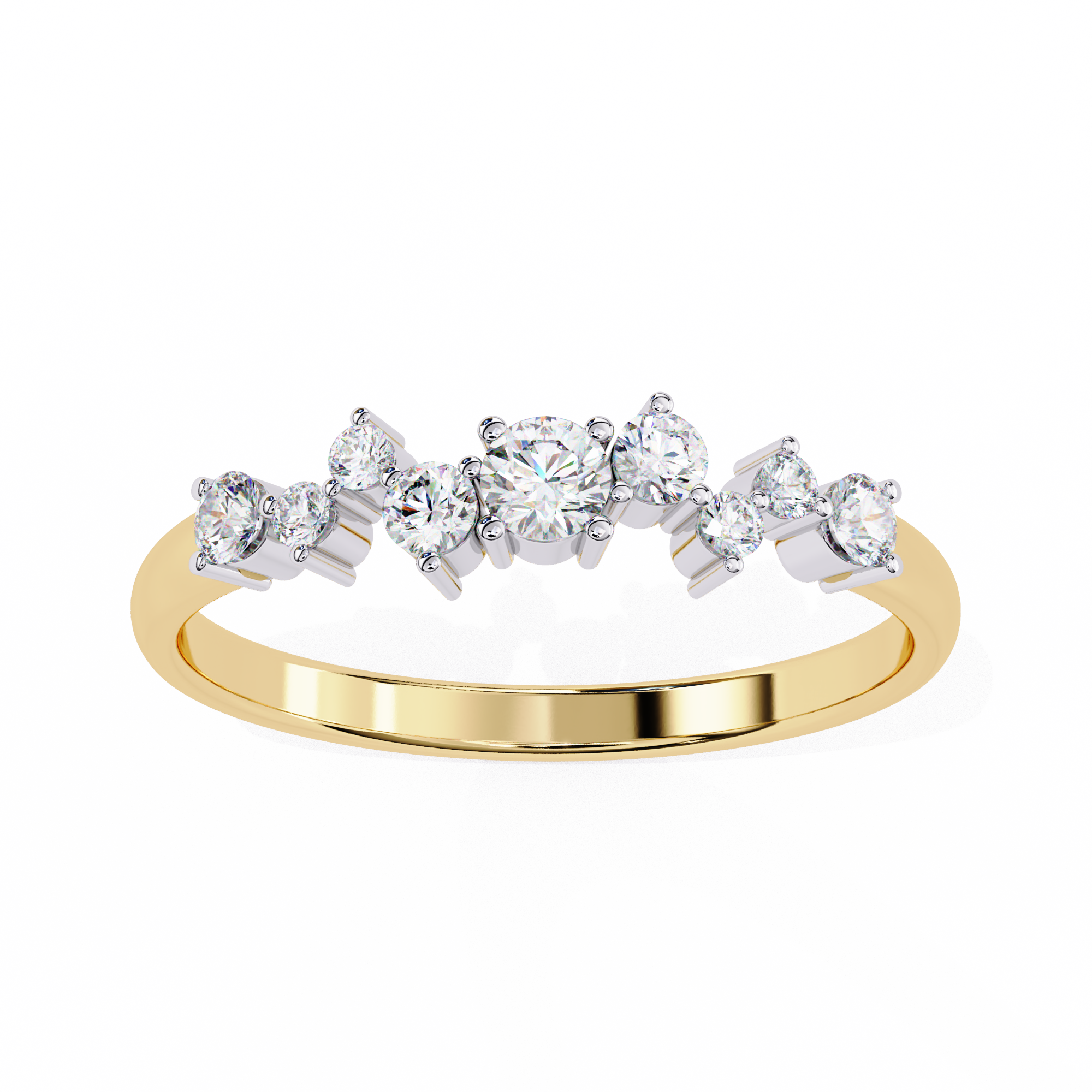 Round Diamond Cluster Ring – Lab Grown Half Eternity Solitaire Bridal Ring – Lustraa’s Eternity Ring