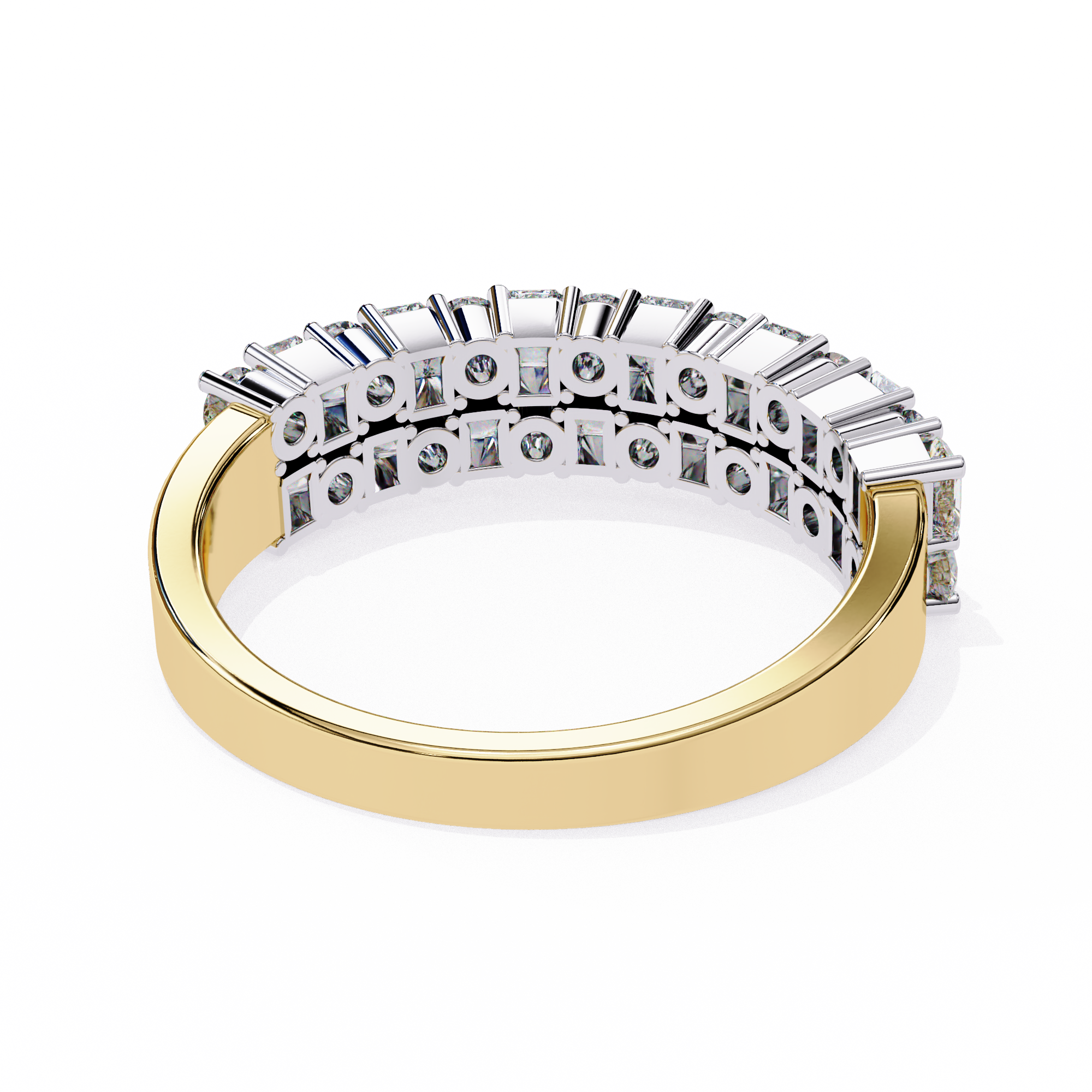 Radiant & Round Diamond Stacked Ring – Double Band Lab Grown Half Eternity Statement Bridal Ring – Lustraa’s Eternity Ring