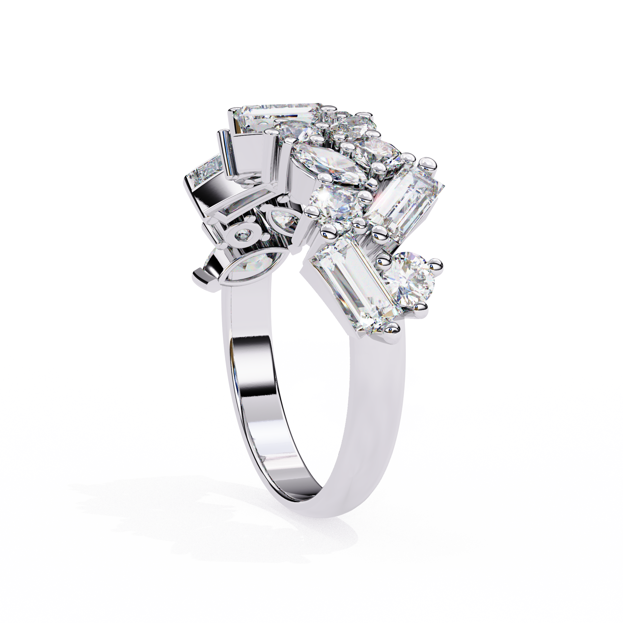 Multi Stone Cluster Diamond Ring – Lab Grown Half Eternity Statement Engagement Bridal Ring– Lustraa’s Eternity Ring