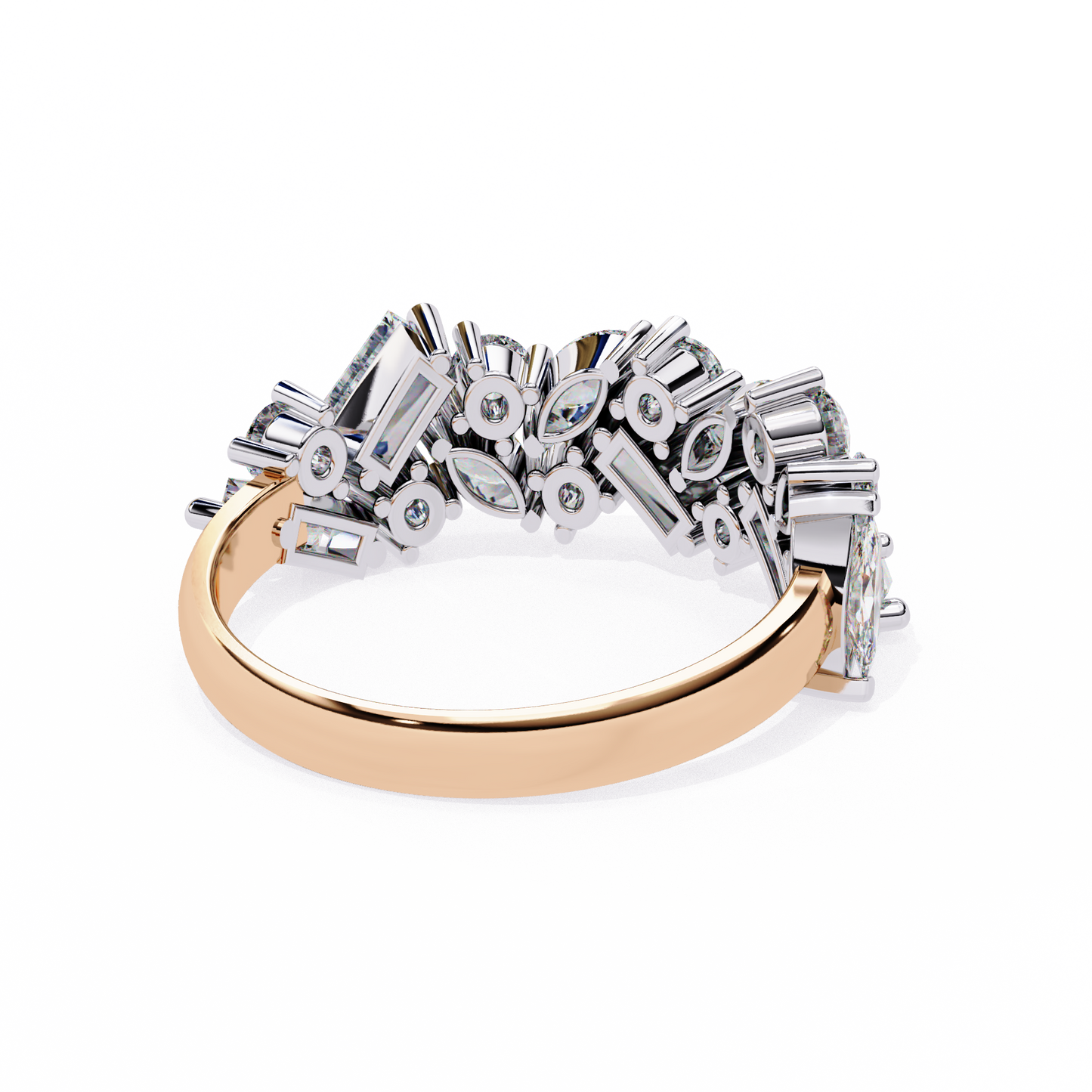 Multi Stone Cluster Diamond Ring – Half Eternity Engagement Statement Ring– Lustraa’s Eternity Ring