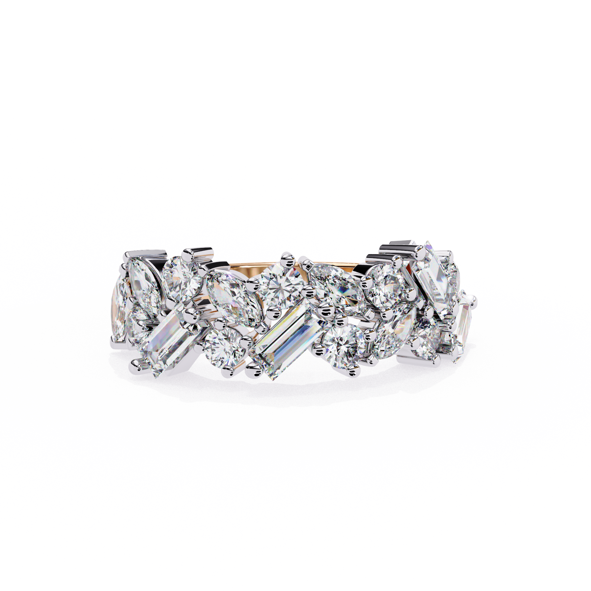 Multi Stone Cluster Diamond Ring – Lab Grown Half Eternity Statement Engagement Bridal Ring– Lustraa’s Eternity Ring
