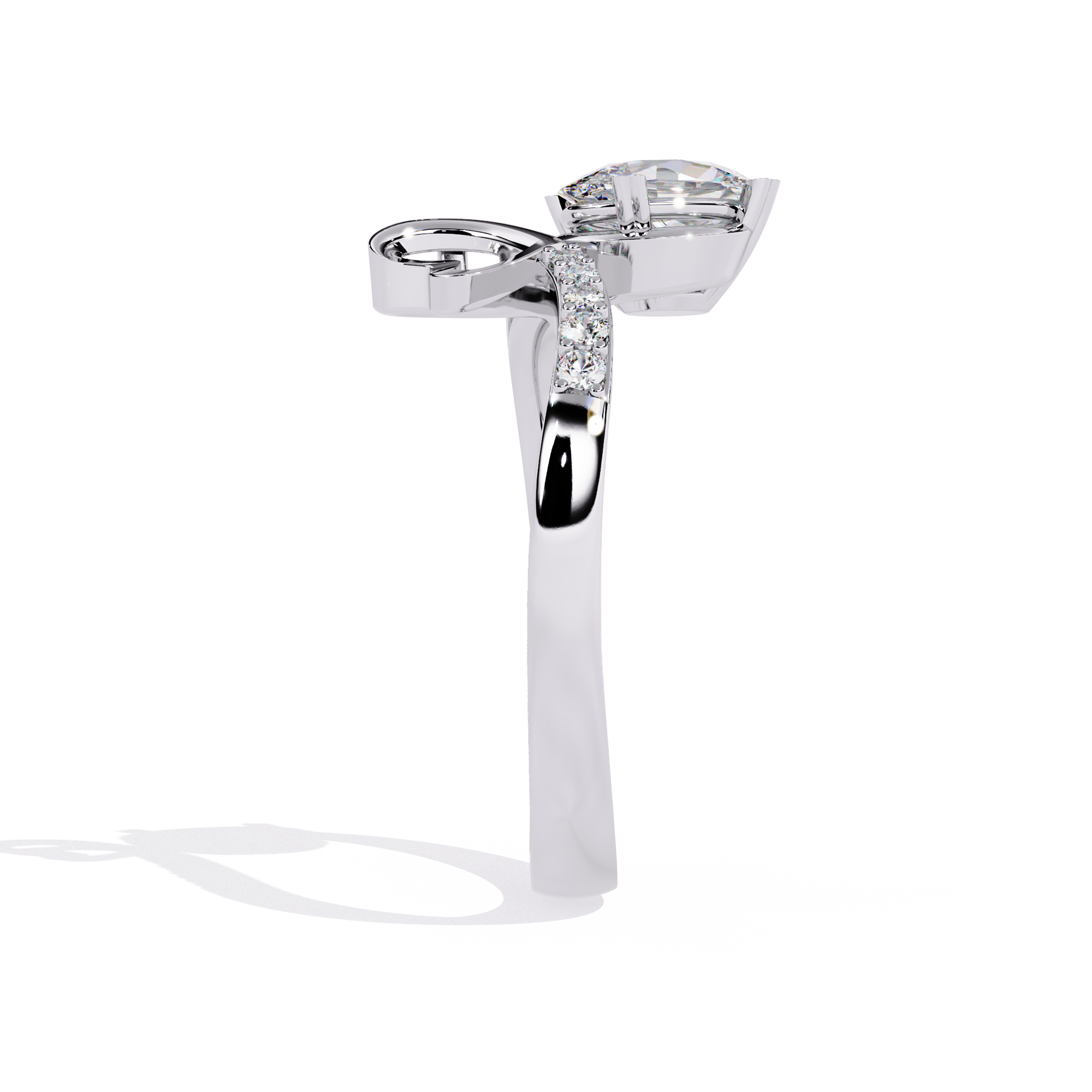 Oval Diamond Ring with Heart Accent – Lab Grown Open Band Solitaire Promise Ring, Minimalist Engagement Jewelry- Lustraa’s Heart Ring