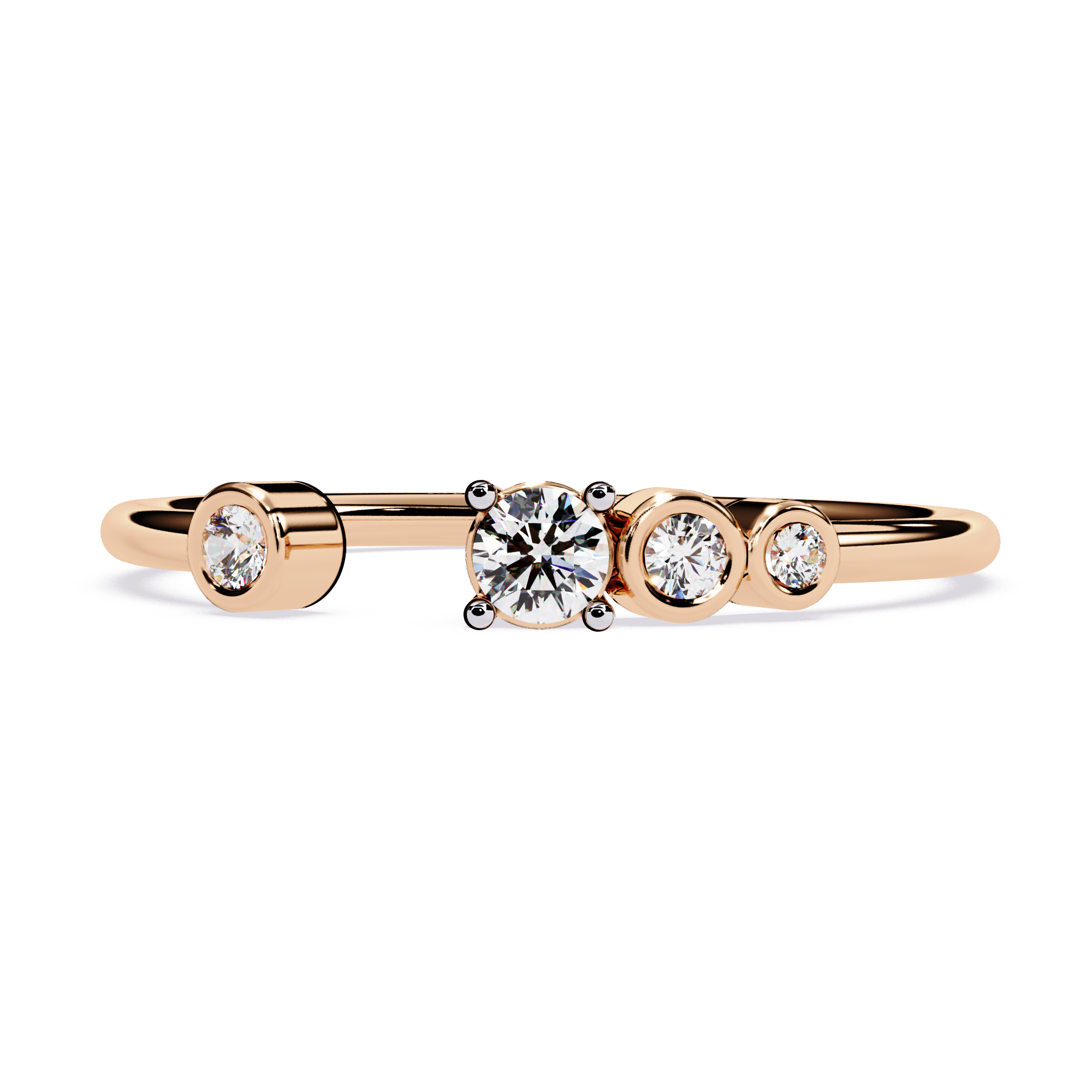 Open Diamond Ring in Elegant Band– Lab Grown Multi Stone Minimalist Stackable Ring - Lustraa’s Open Band Ring