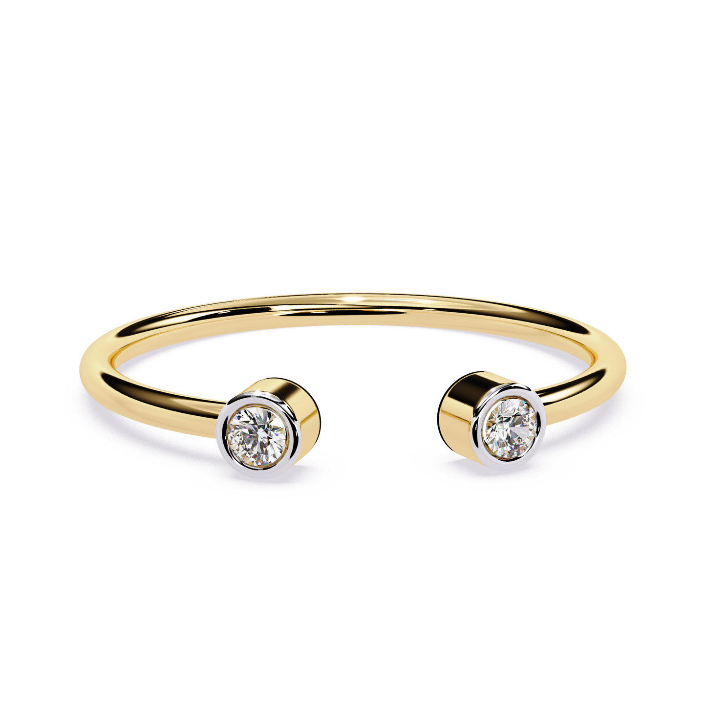 Open Ring with Lab Grown Diamonds | Minimalist Bezel Set Diamond Ring | Two Stone Promise Ring | Dainty Stackable Ring- Lustraa’s Open Band Ring