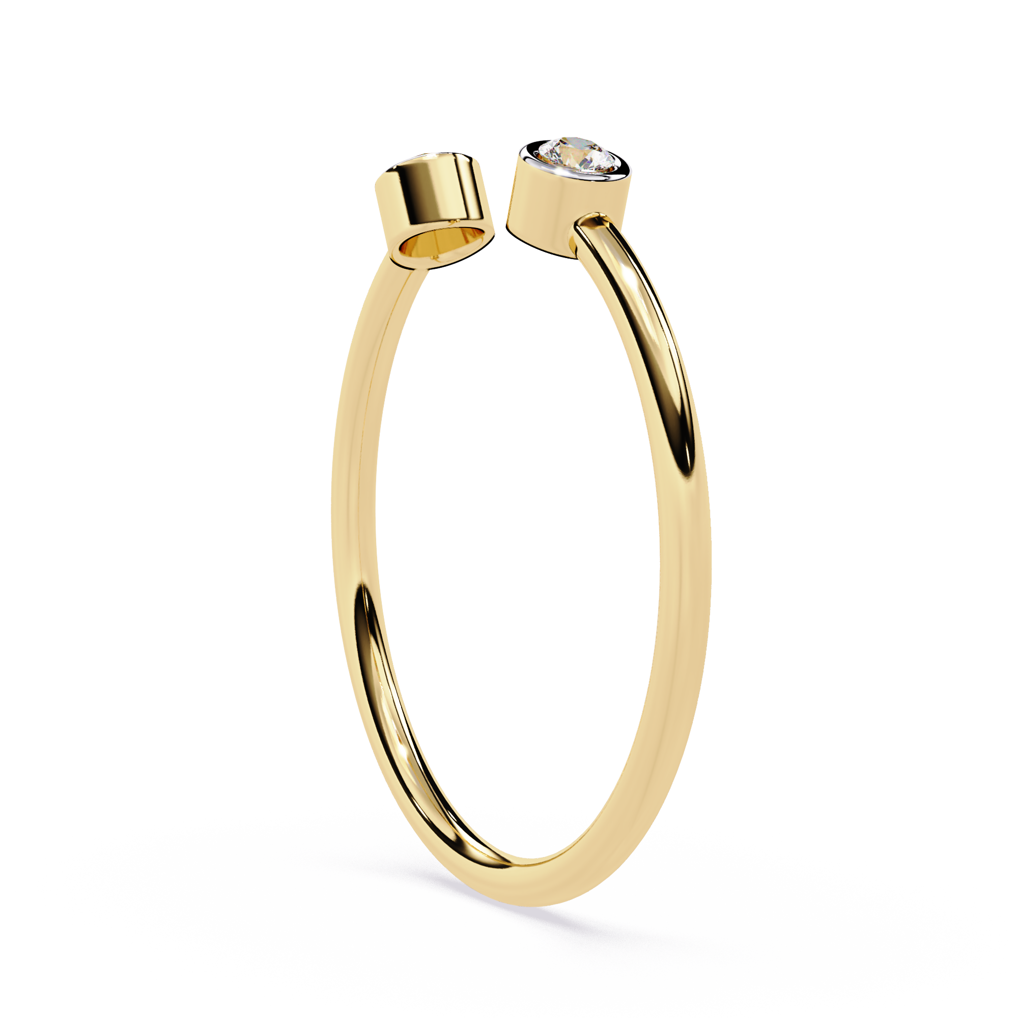 Open Diamond Ring – Lab Grown Bezel Set Two Stone Minimalist Stackable Promise Ring- Lustraa’s Open Band Ring