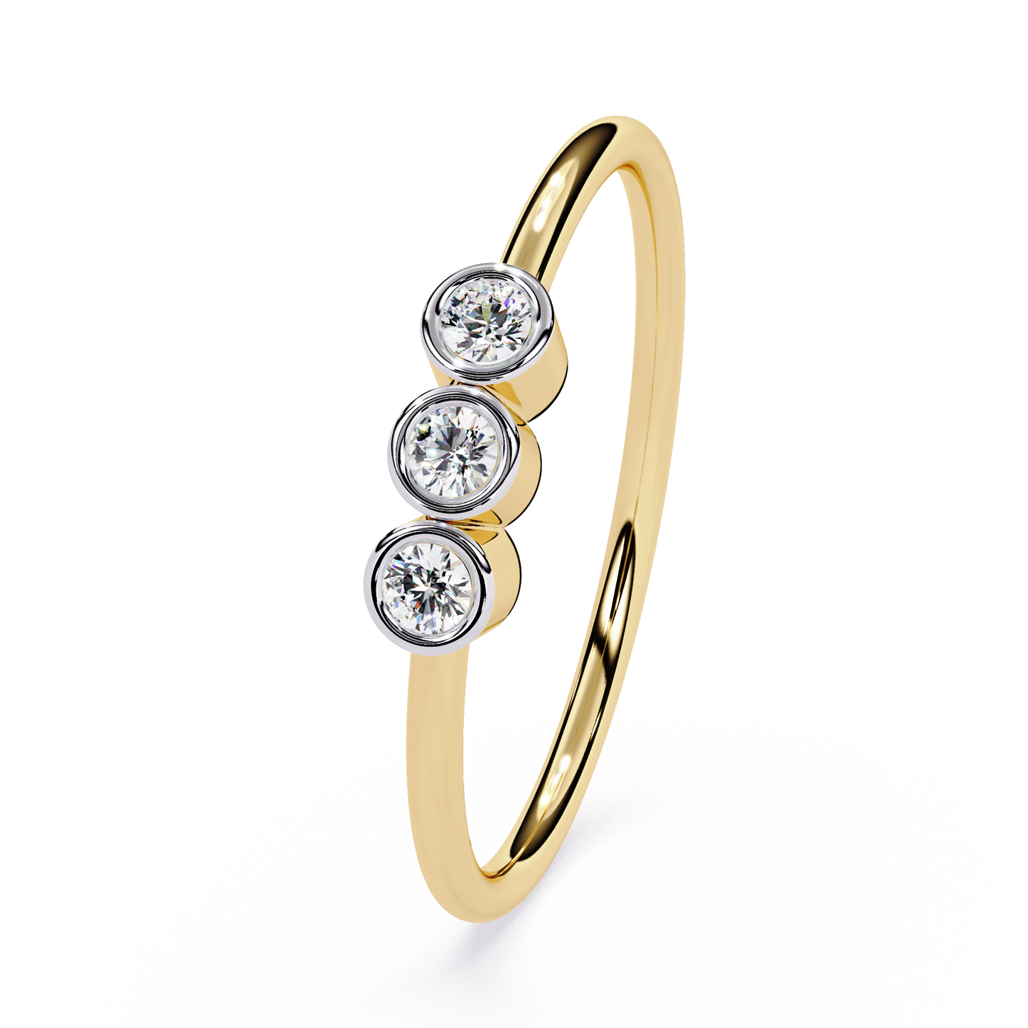 Three Stone Lab Grown Diamond Ring | Minimalist Bezel Set Diamond Band | Dainty Stackable Ring | Ethical Promise Ring -Lustraa’s Stackable Ring